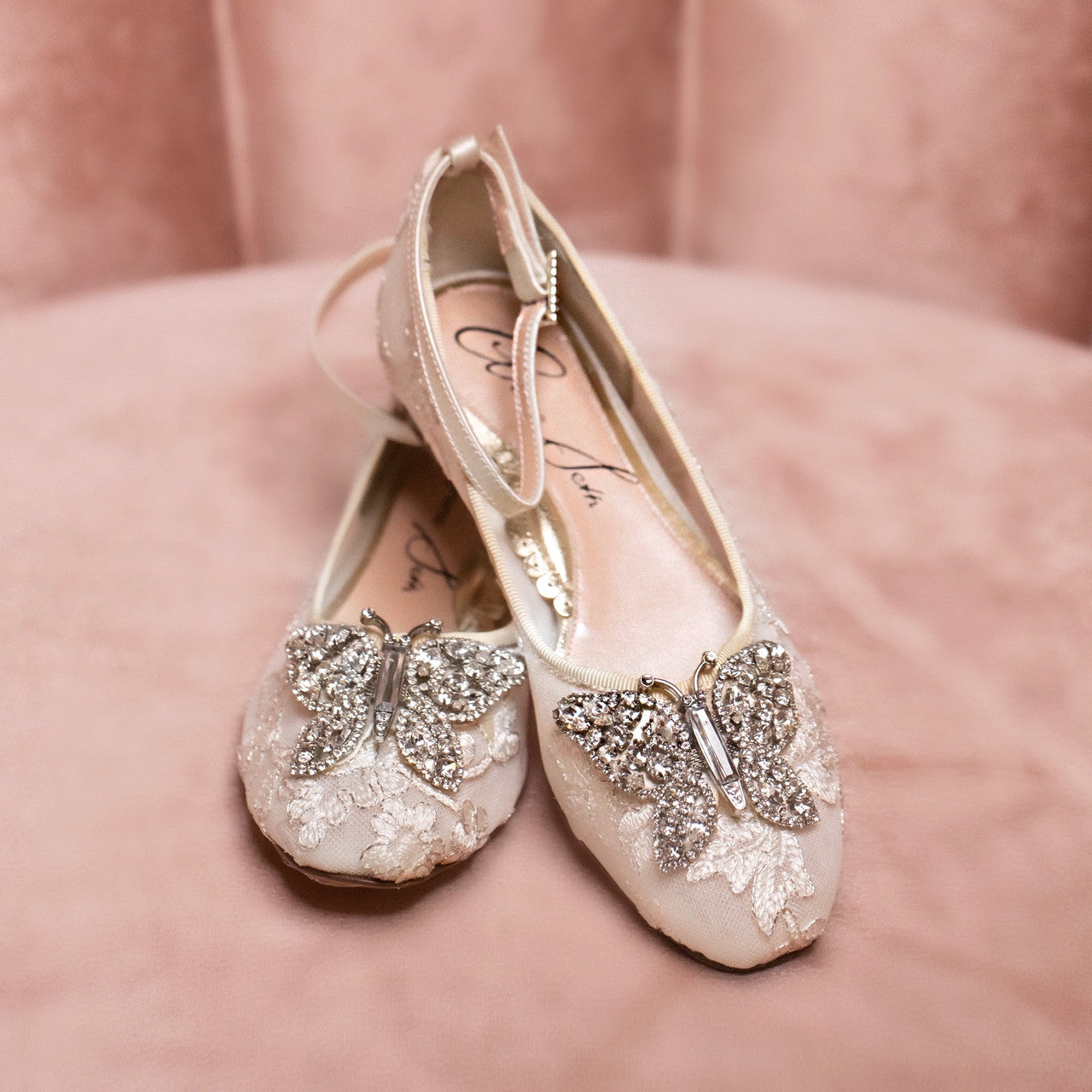 Angelina Butterfly Girls Shoes Ivory Lace