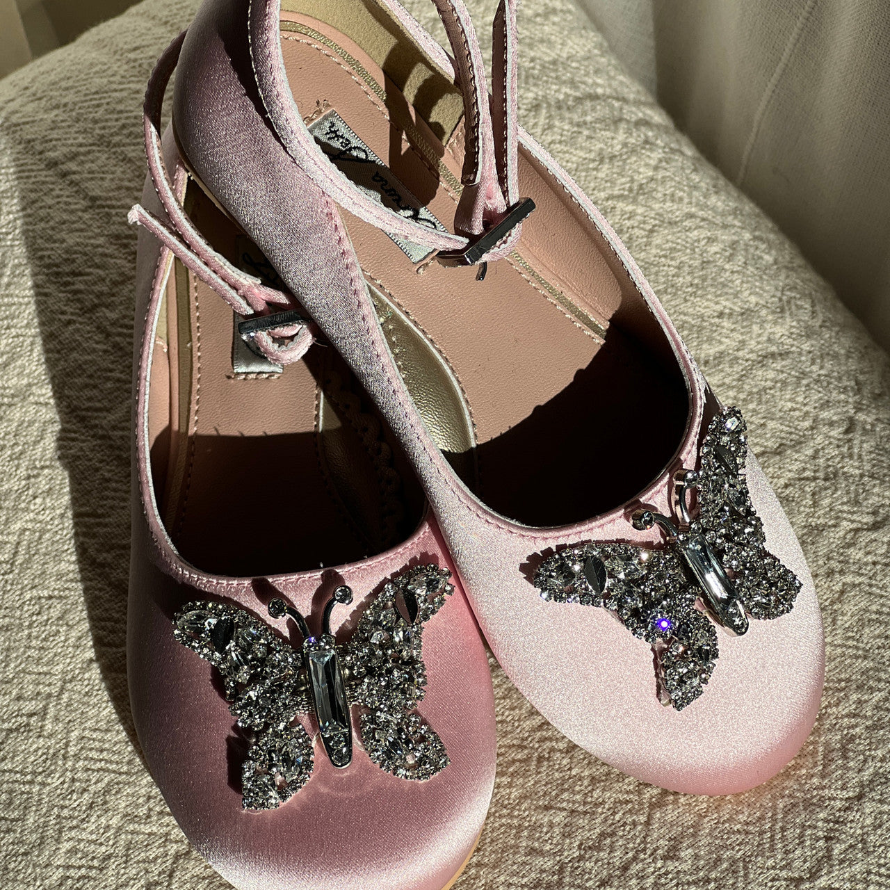 Angelina Butterfly Girls Shoes Baby Pink Satin