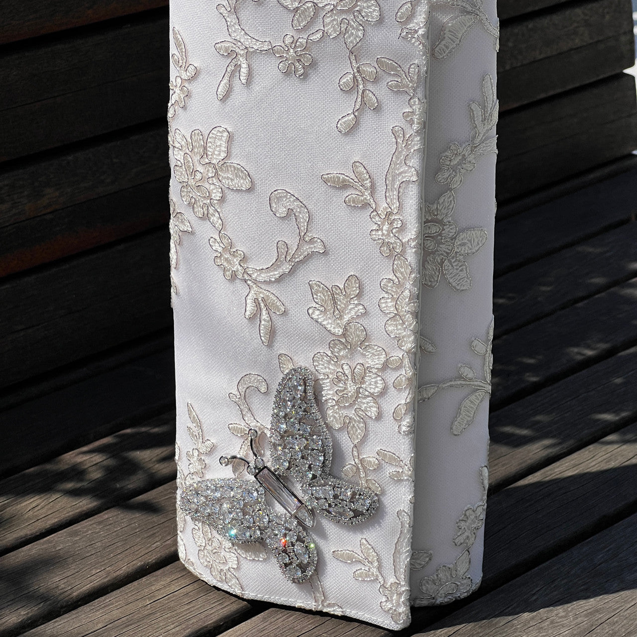 Ivory Lace Butterfly Bridal Clutch Bag