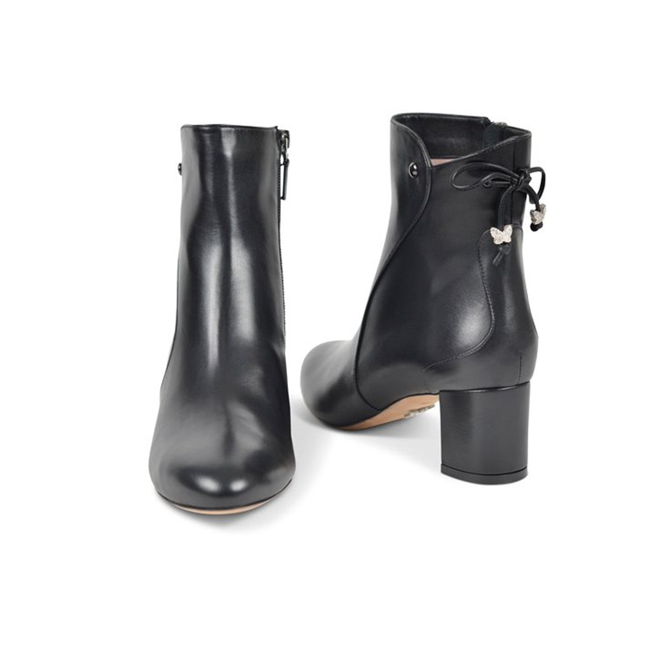 Aida Block Heel Ankle Boot Black Leather