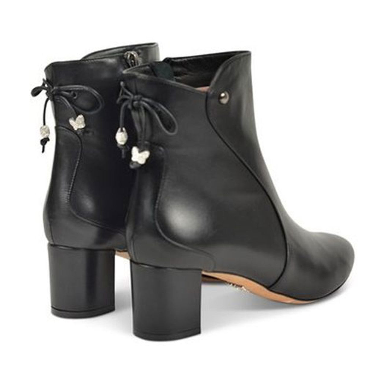 Aida Block Heel Ankle Boot Black Leather