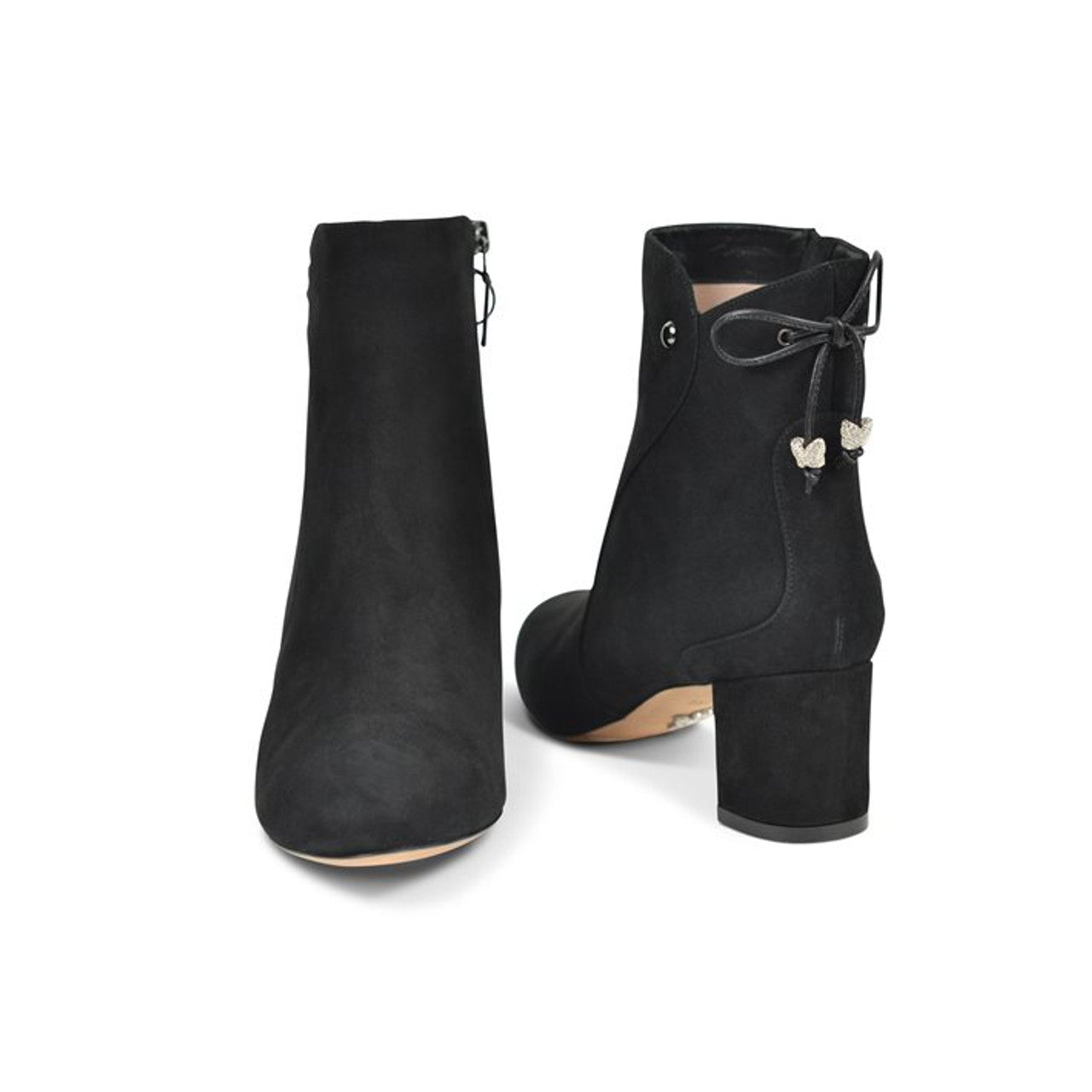 Aida Block Heel Ankle Boot Black Suede