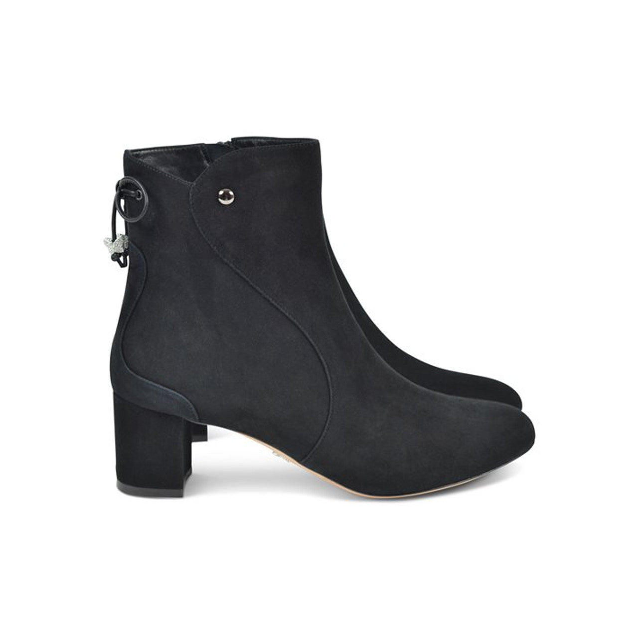 Aida Block Heel Ankle Boot Black Suede