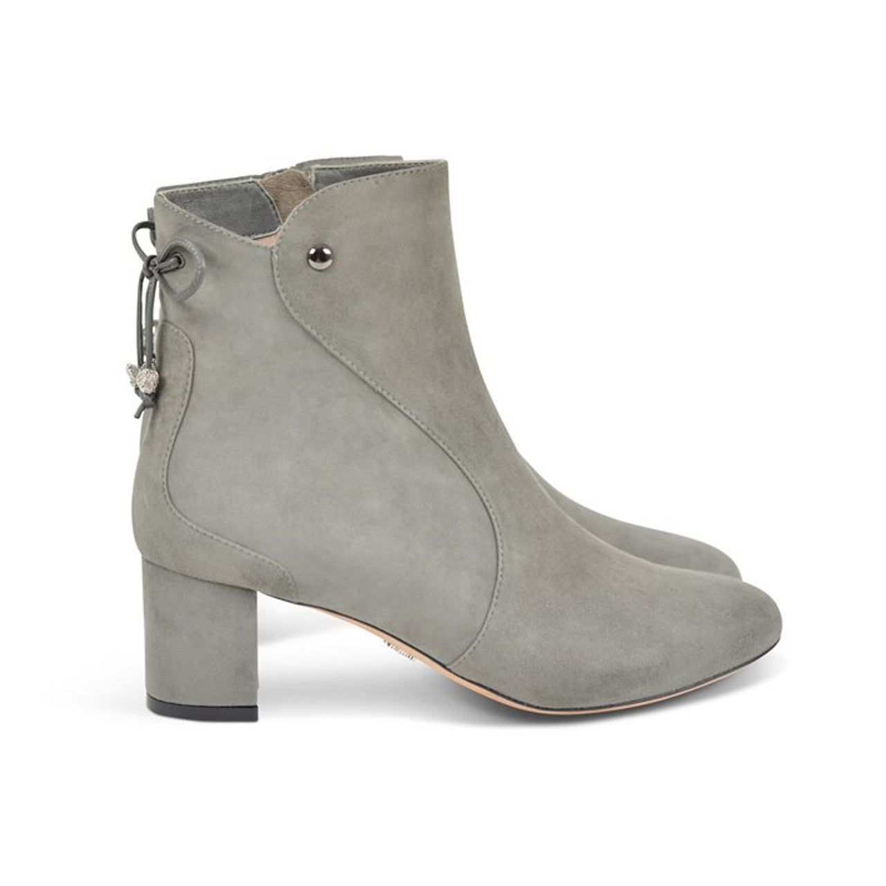 Aida Block Heel Ankle Boot Grey Suede