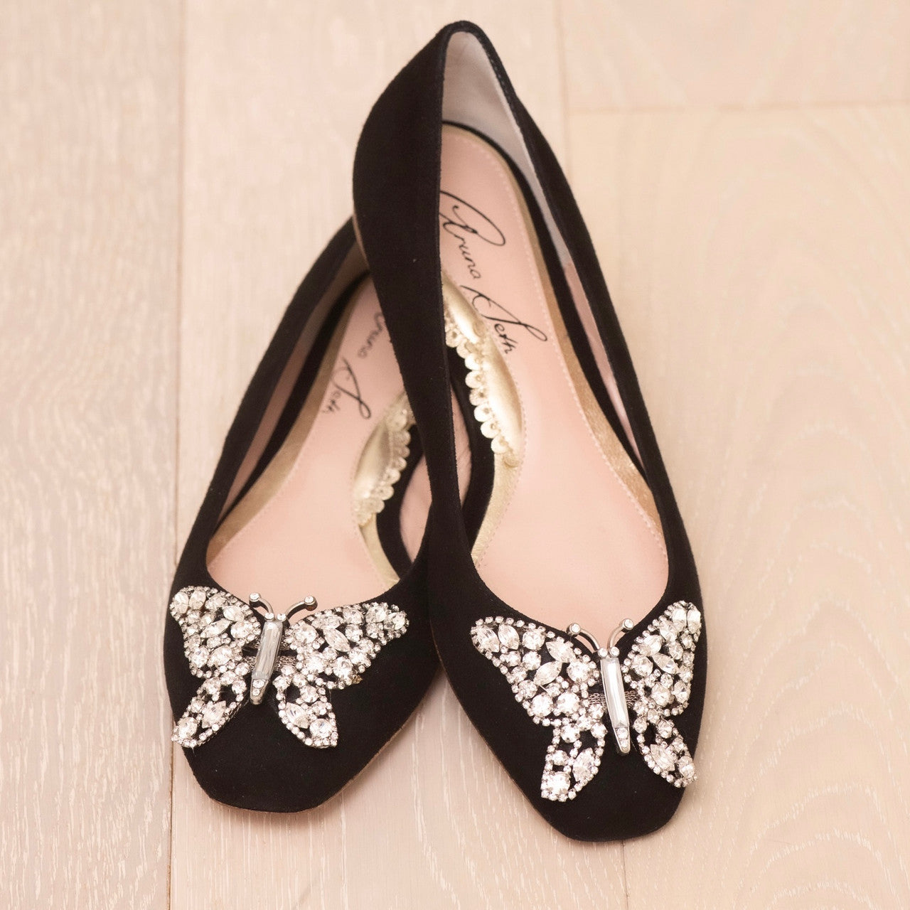 Carrie Butterfly Flats Black Suede