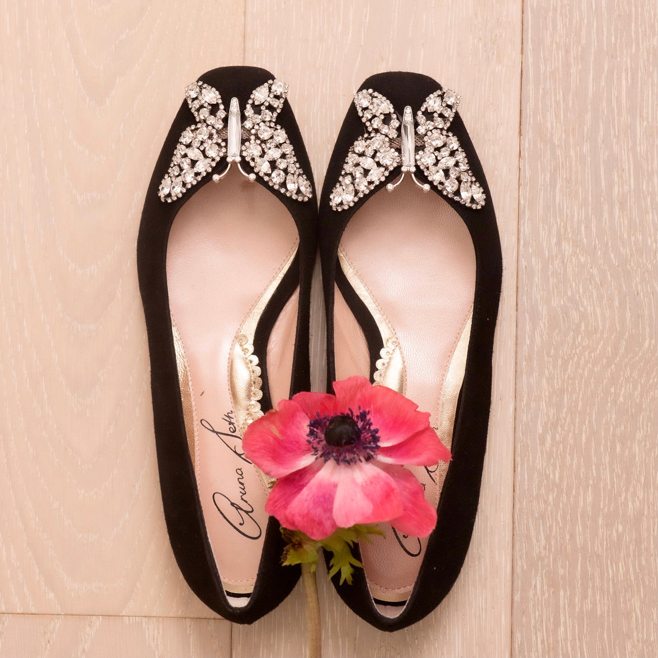 Carrie Butterfly Flats Black Suede