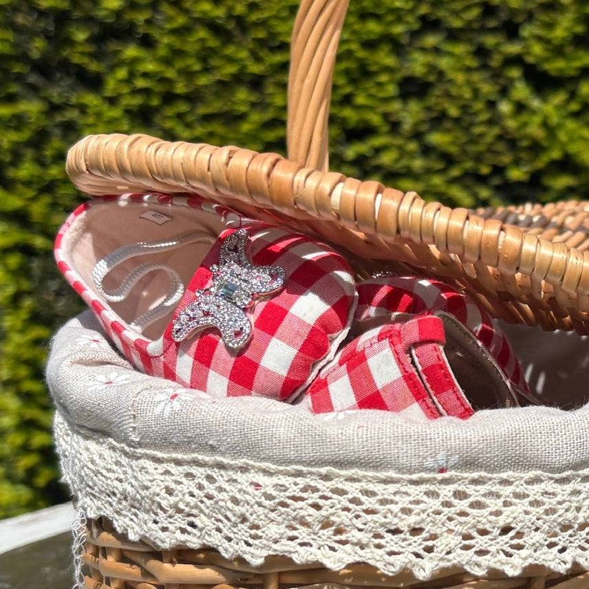 Odette Butterfly Red Gingham Baby Shoes