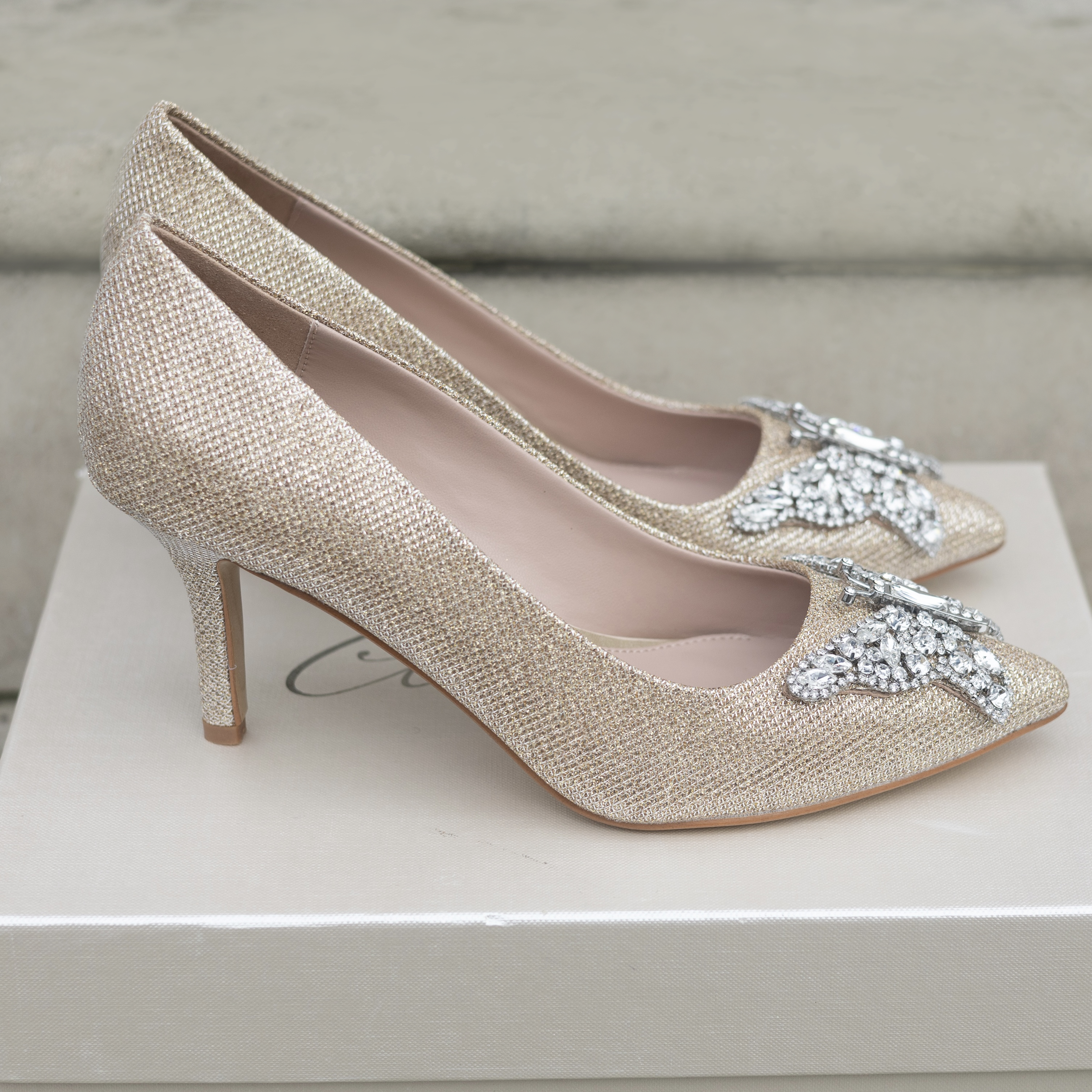 Emilia Butterfly Heels Gold Mesh