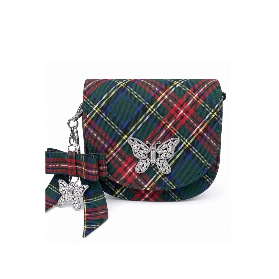 Luna Mini Butterfly Green Tartan Bag