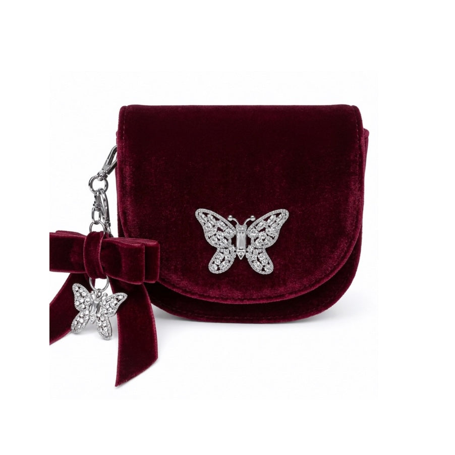 Luna Mini Butterfly Burgundy Velvet Bag
