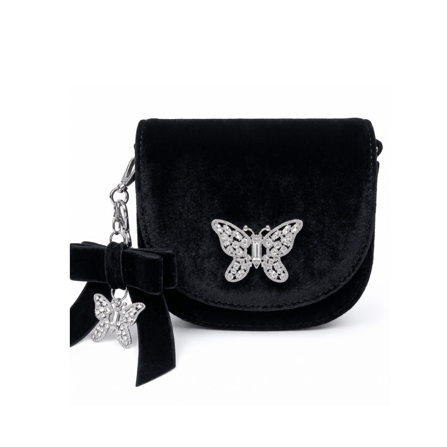 Luna Mini Butterfly Black Velvet Bag