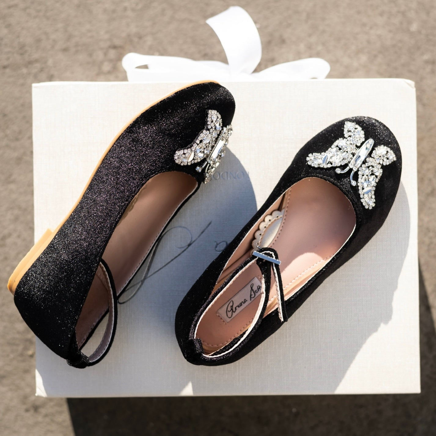 Angelina Butterfly Girls Shoes Black Velvet