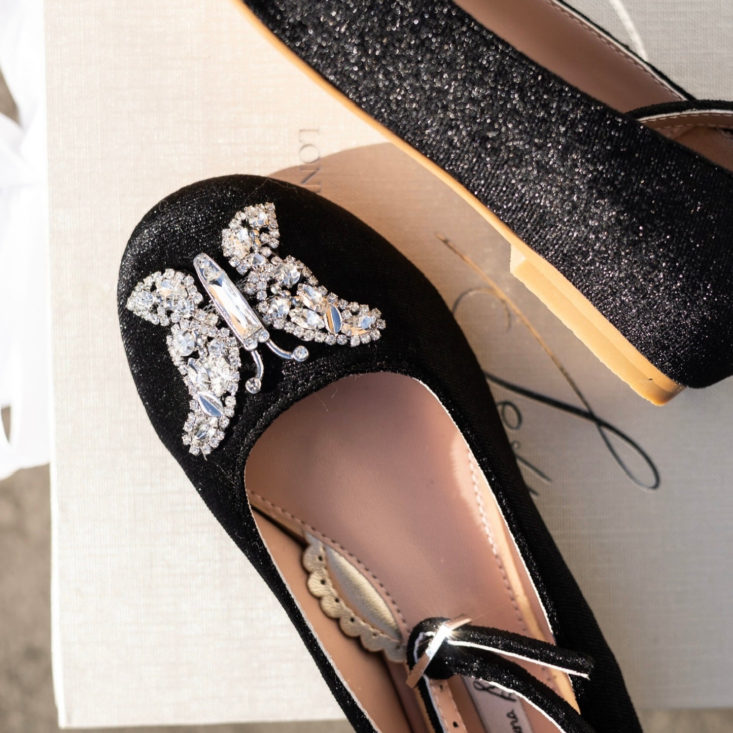 Angelina Butterfly Girls Shoes Black Velvet
