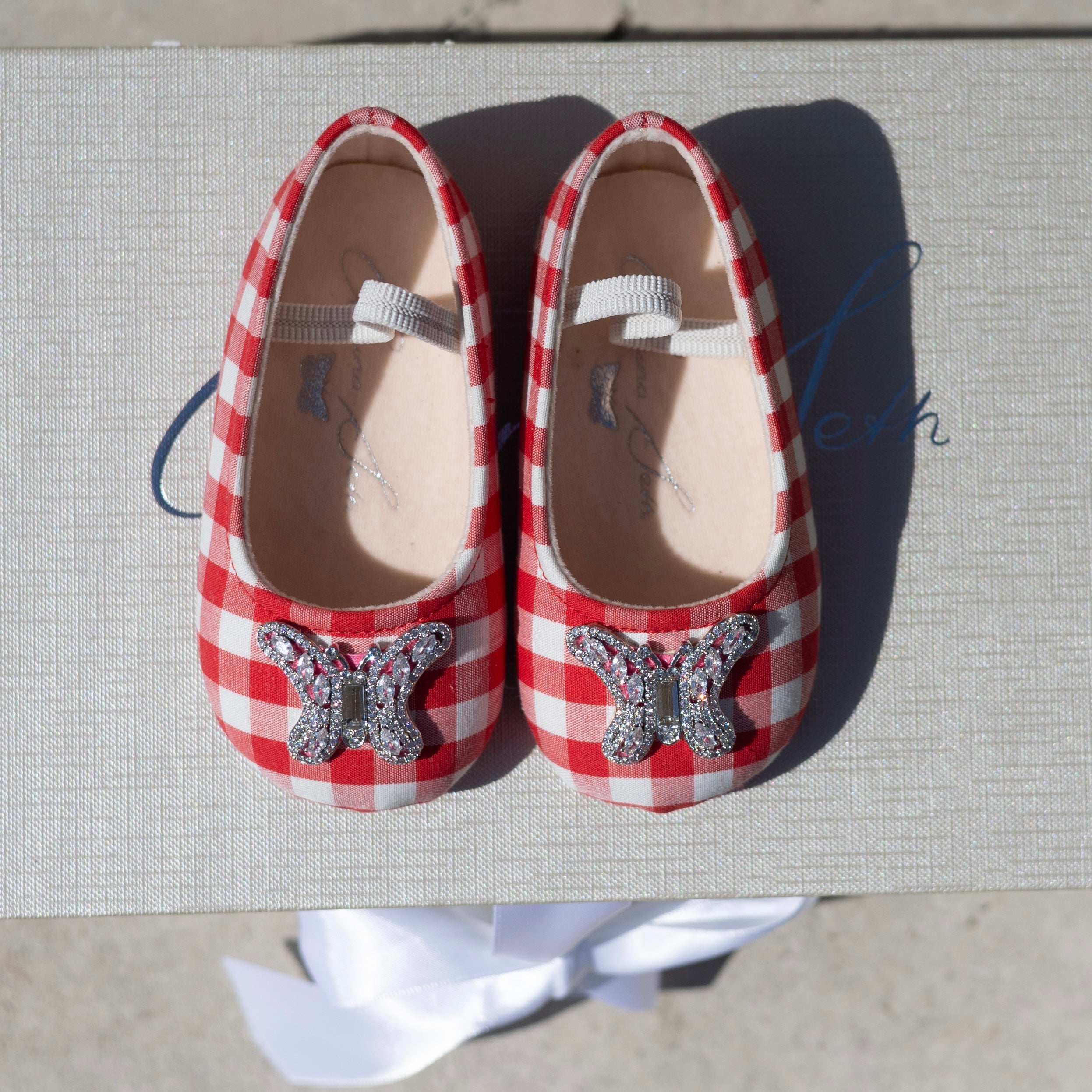 Odette Butterfly Red Gingham Baby Shoes