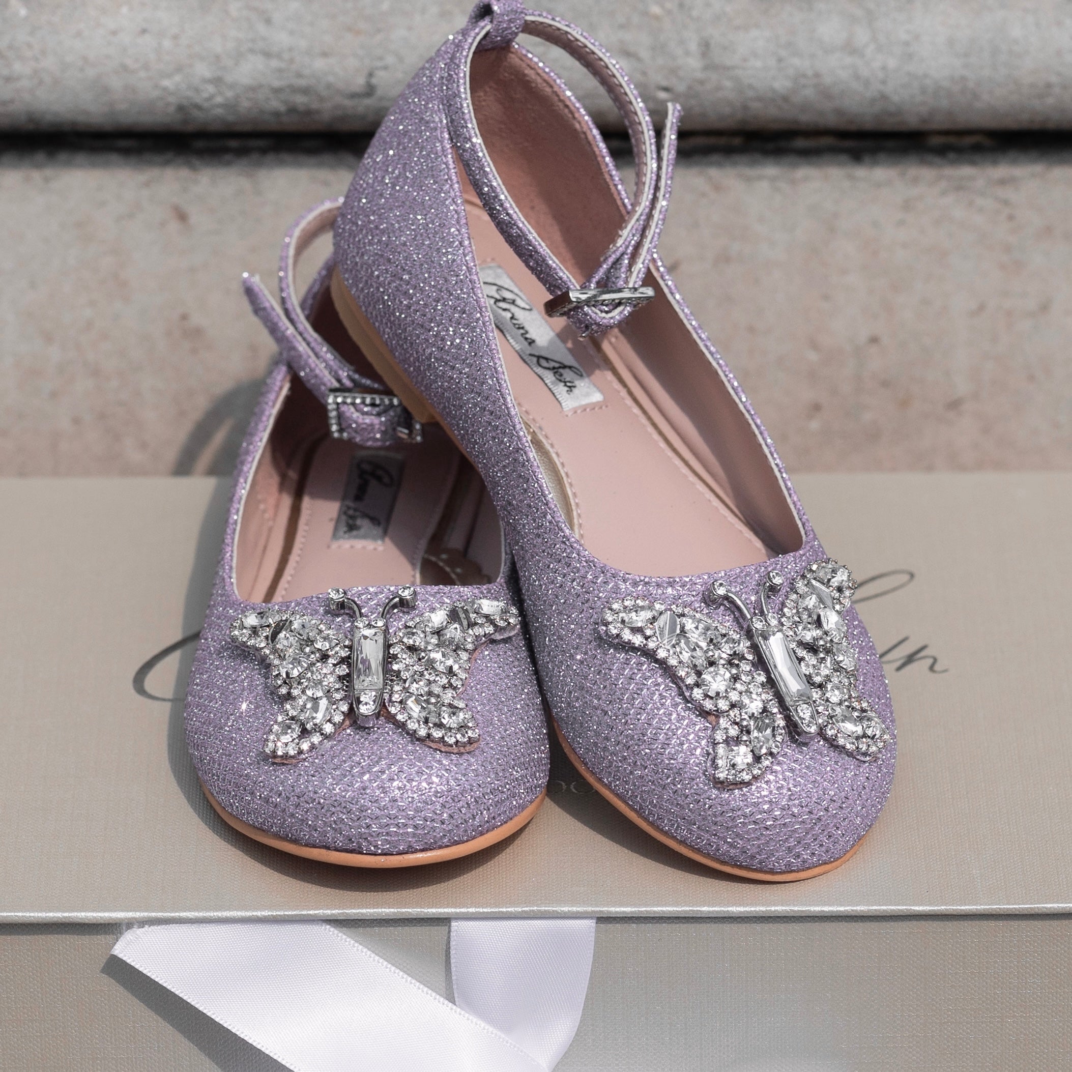 Angelina Butterfly Girls Shoes Lilac Sparkle