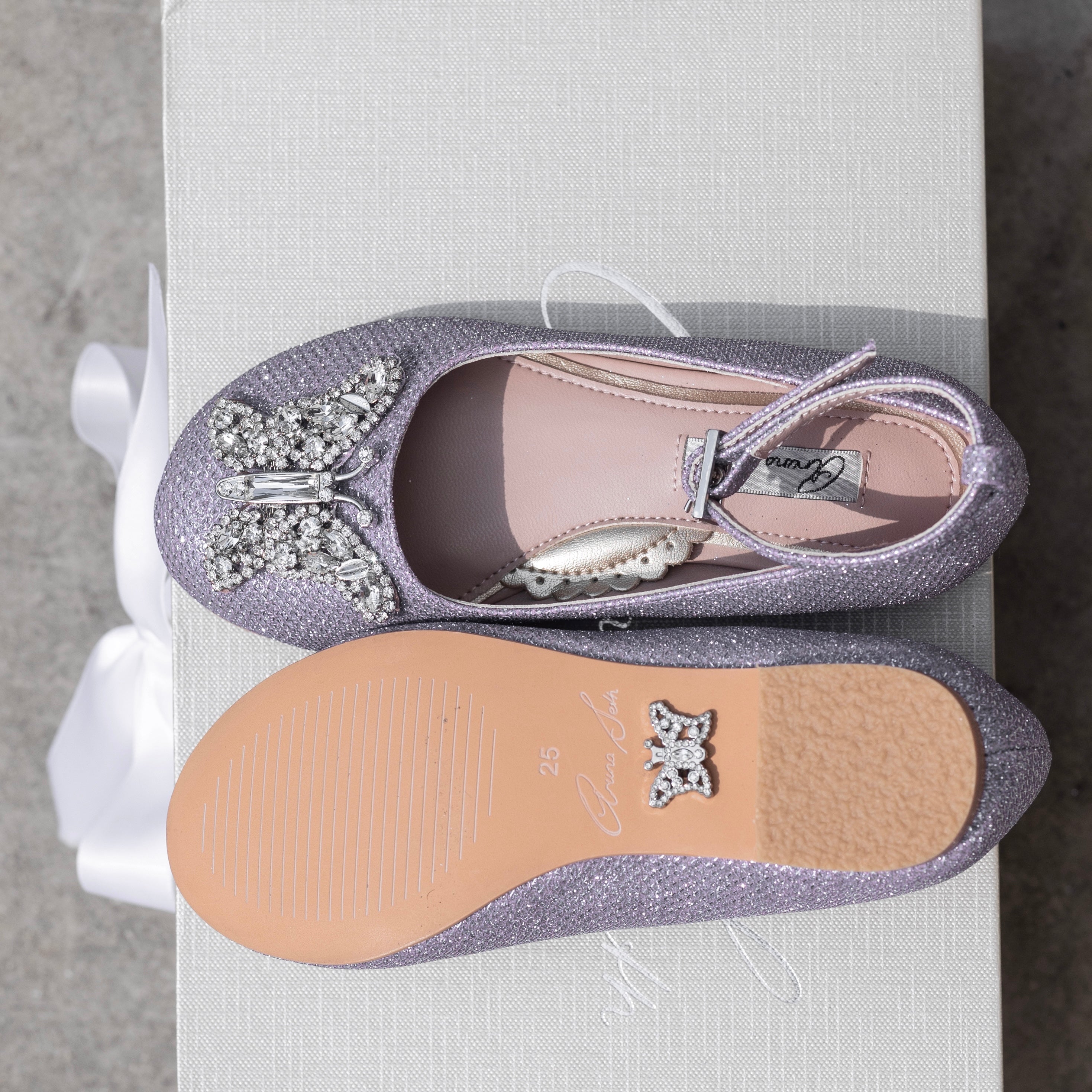 Angelina Butterfly Girls Shoes Lilac Sparkle
