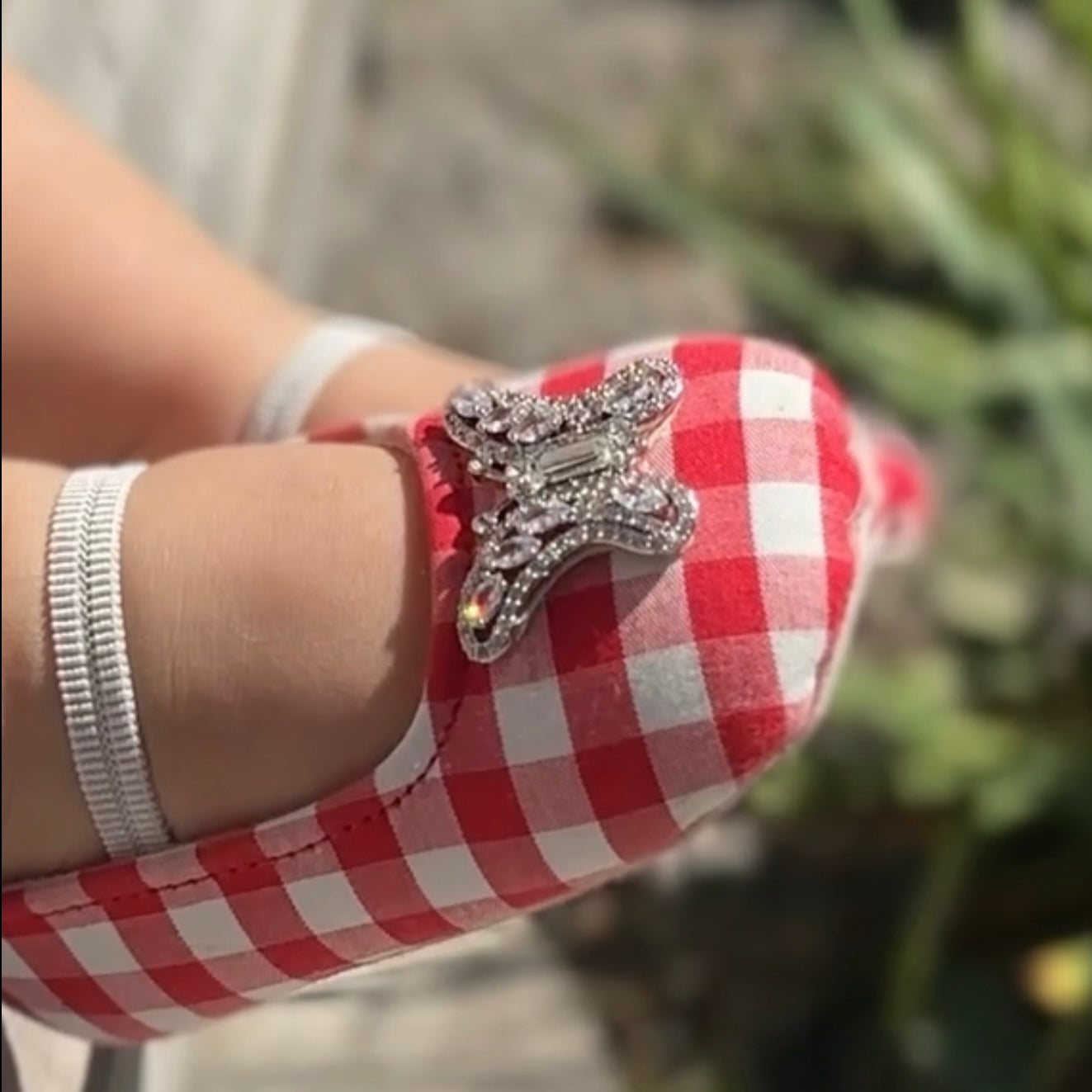 Odette Butterfly Red Gingham Baby Shoes
