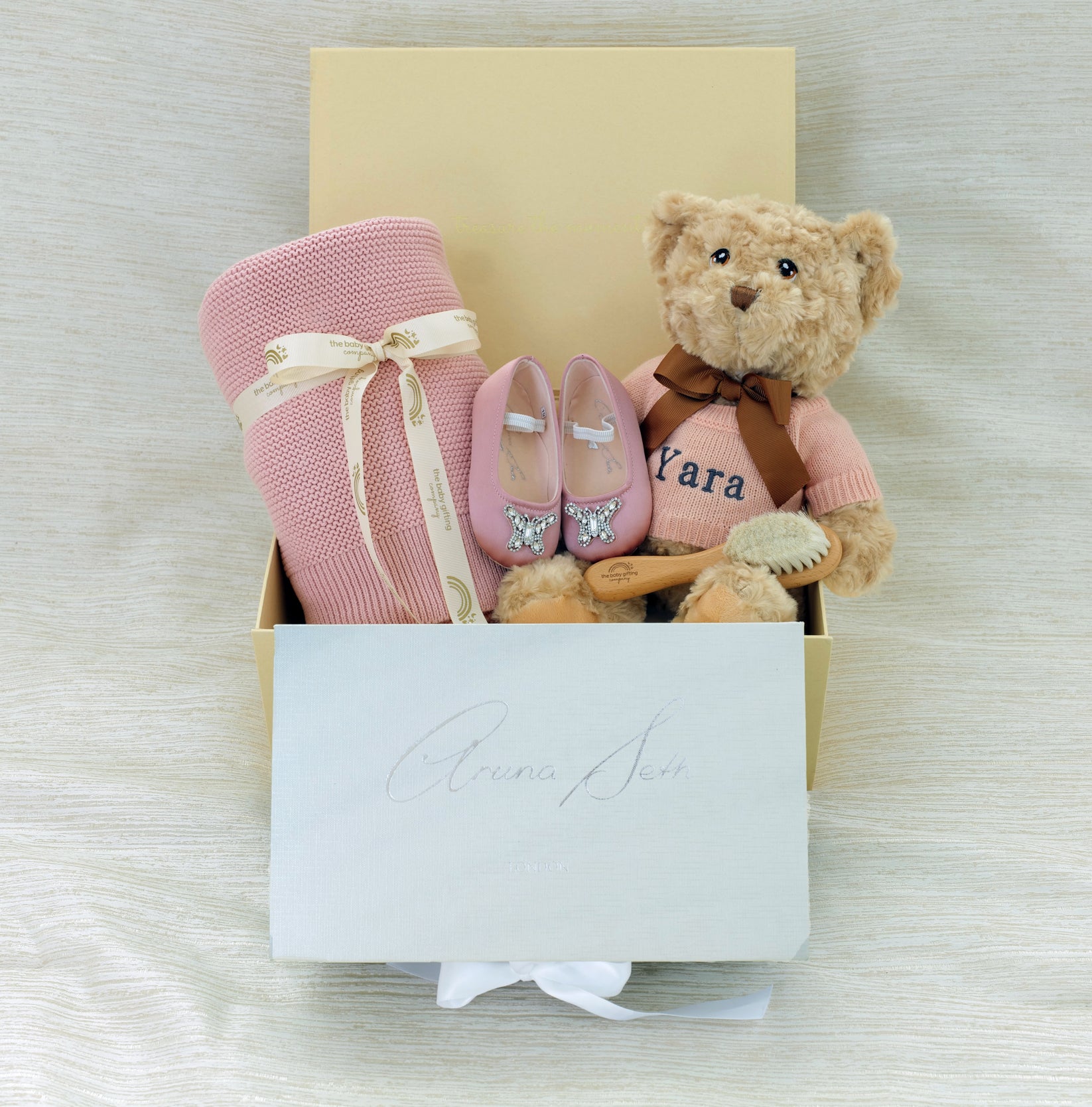 Luxury Pink Baby Gifts: The Baby Gifting Company X Aruna Seth
