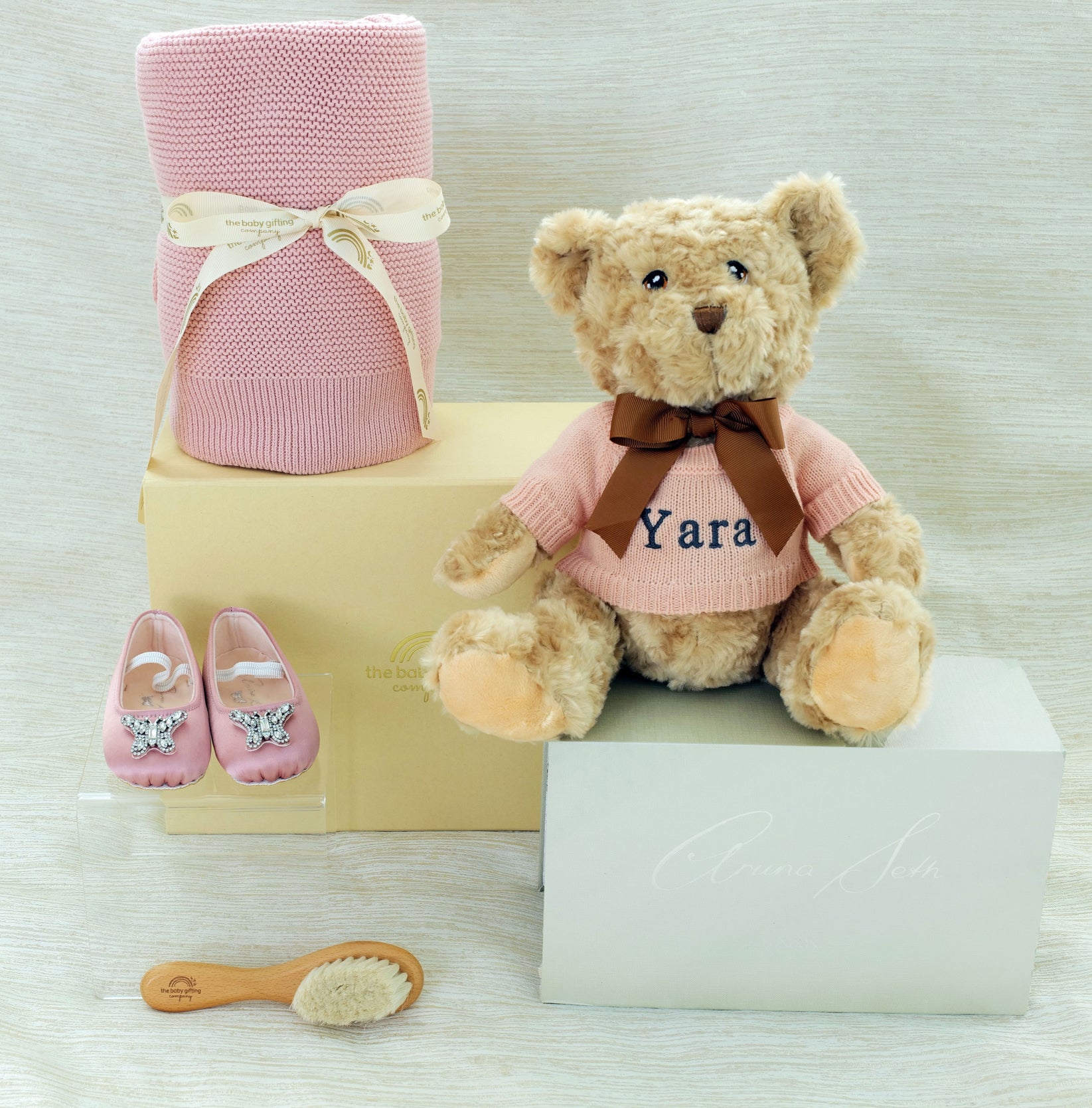 Luxury Pink Baby Gifts: The Baby Gifting Company X Aruna Seth