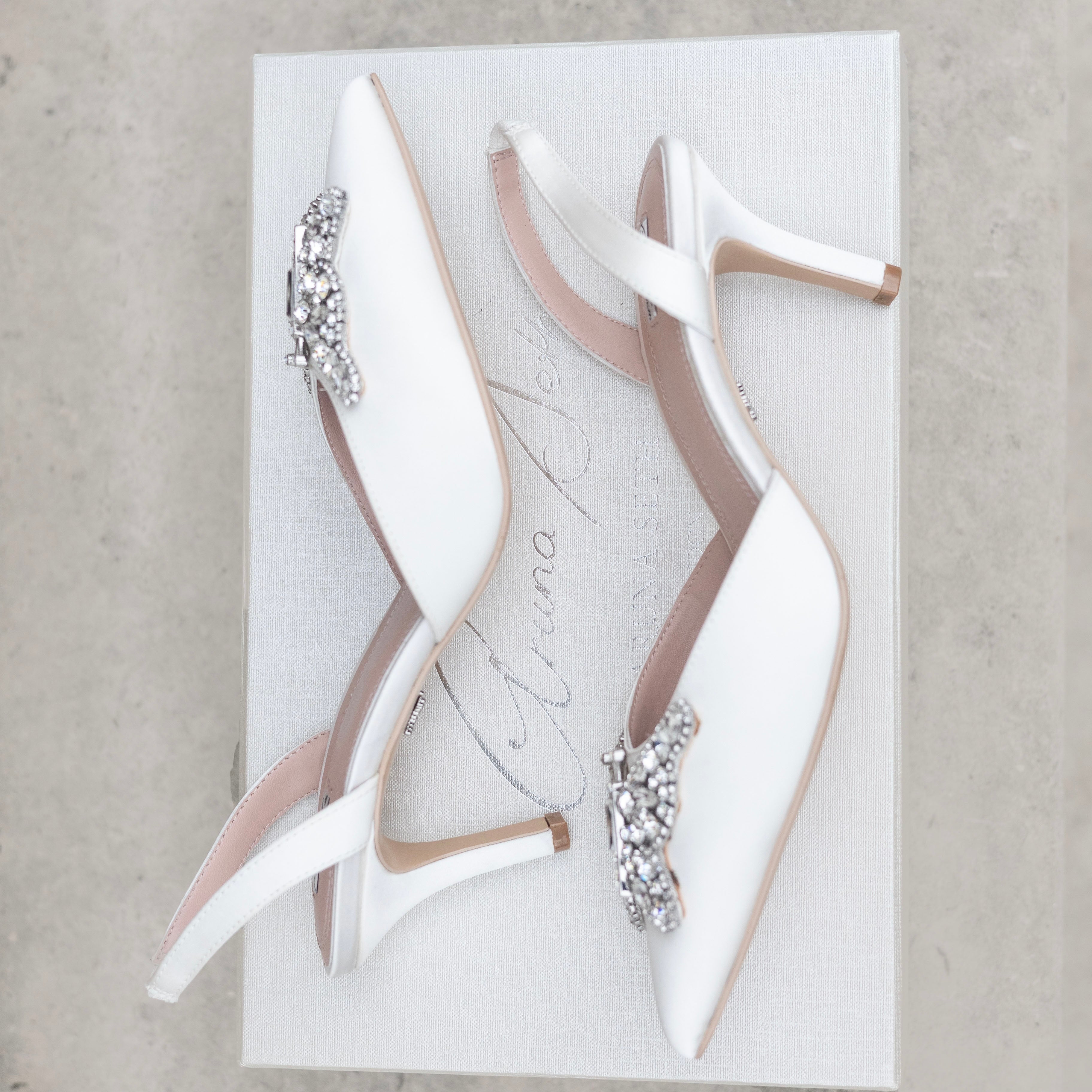 Love Butterfly Slingback Heels Ivory Satin