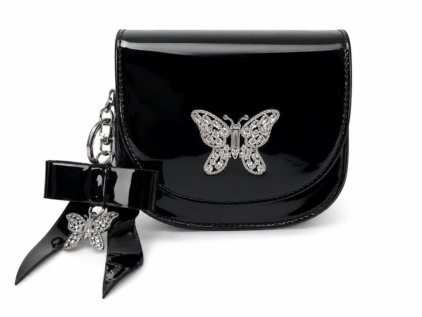 LUNA MINI BUTTERFLY Black patent BAG