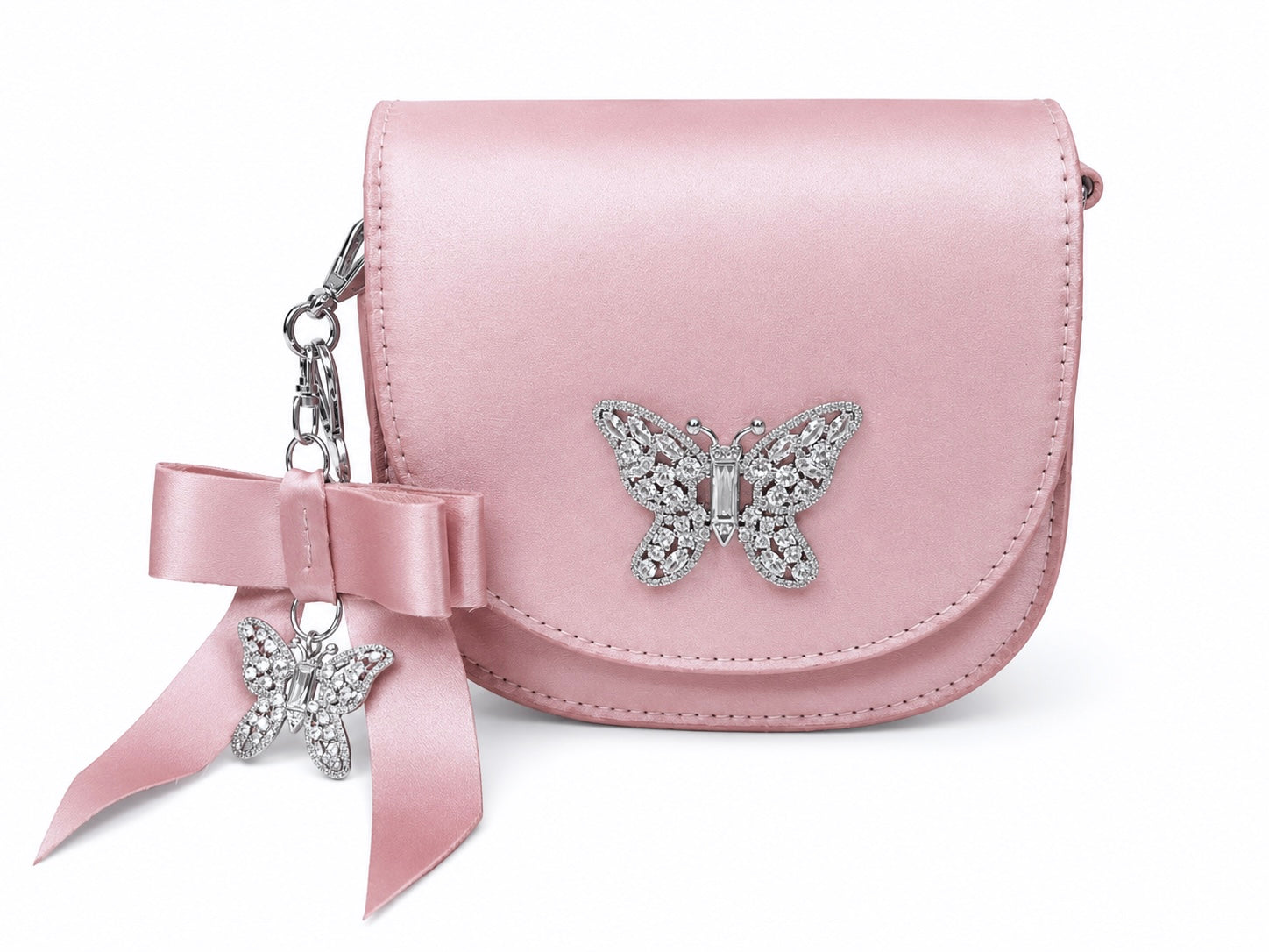 Luna Mini Butterfly Blush Satin Bag