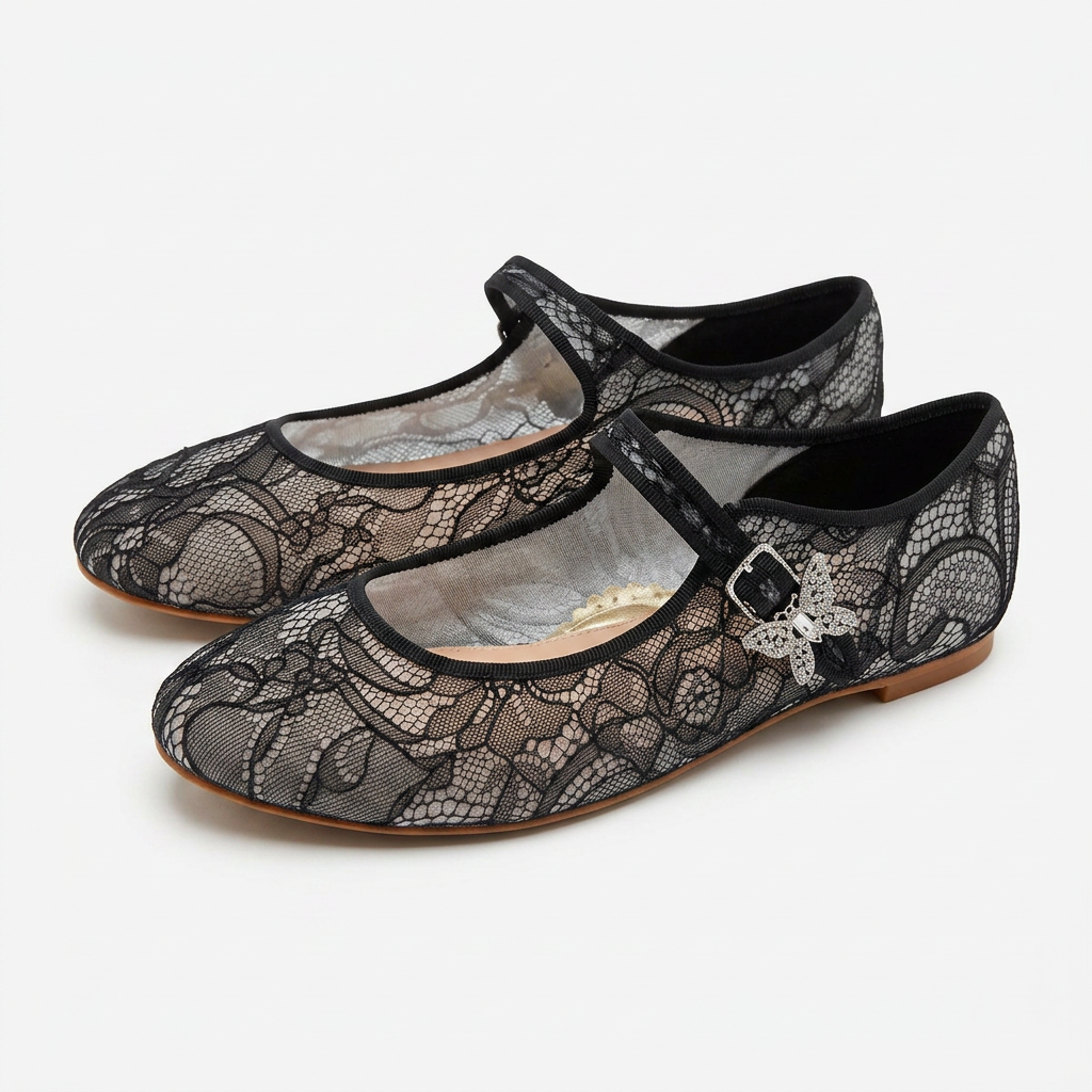 Lily Black Lace Butterfly Mary Jane’s