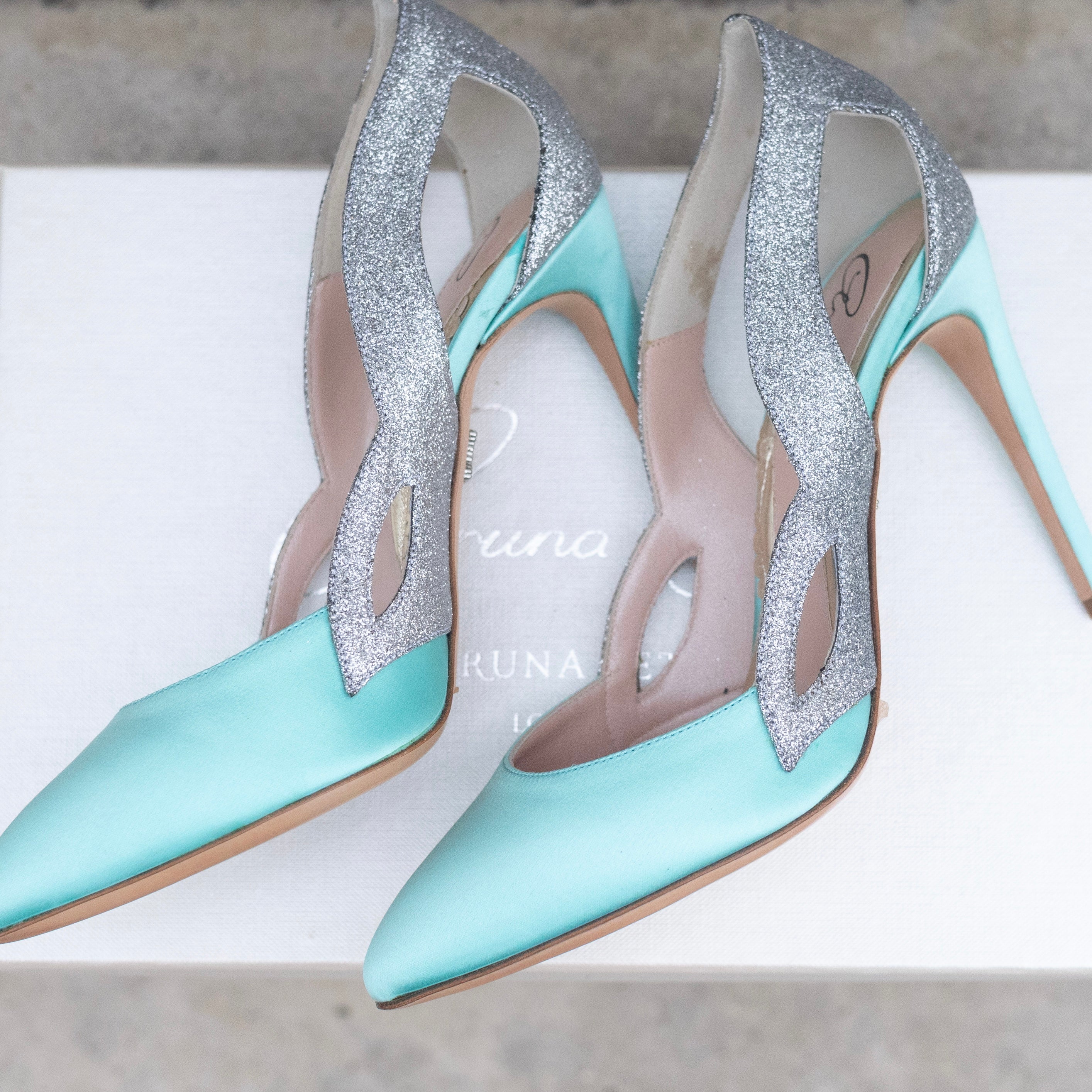 Cosmo Tiffany Blue Satin Heels