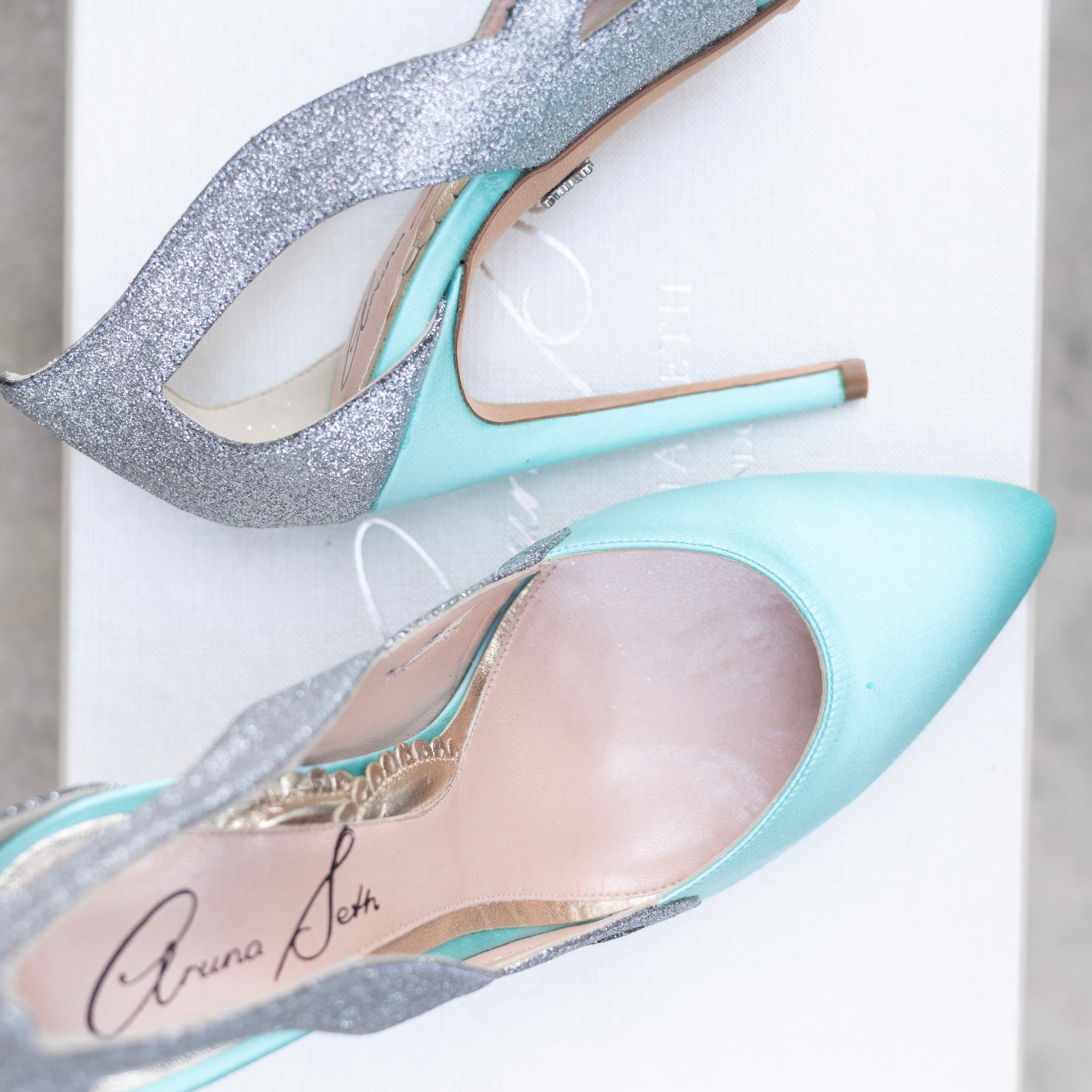 Cosmo Tiffany Blue Satin Heels