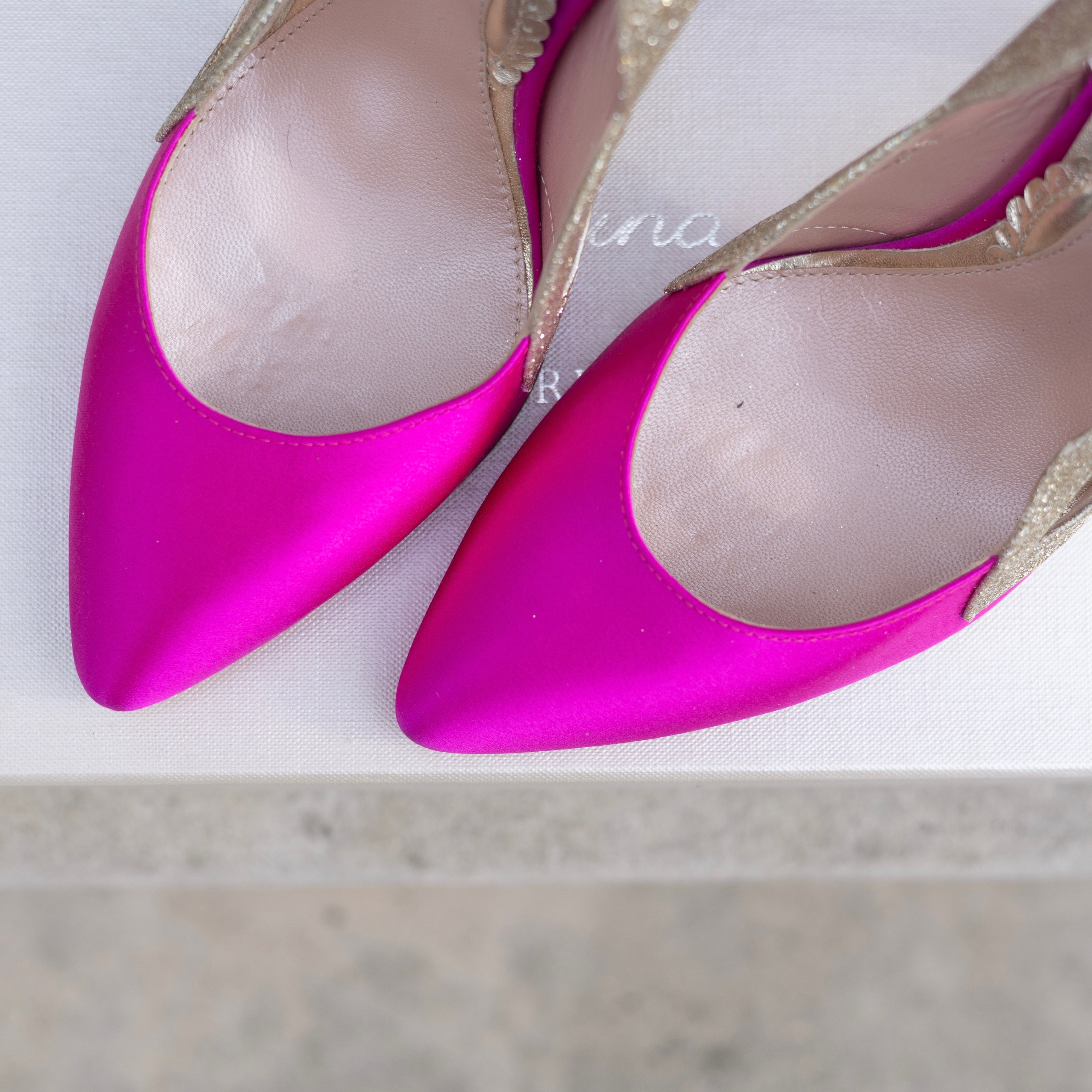 Cosmo Neon Pink Satin Heels