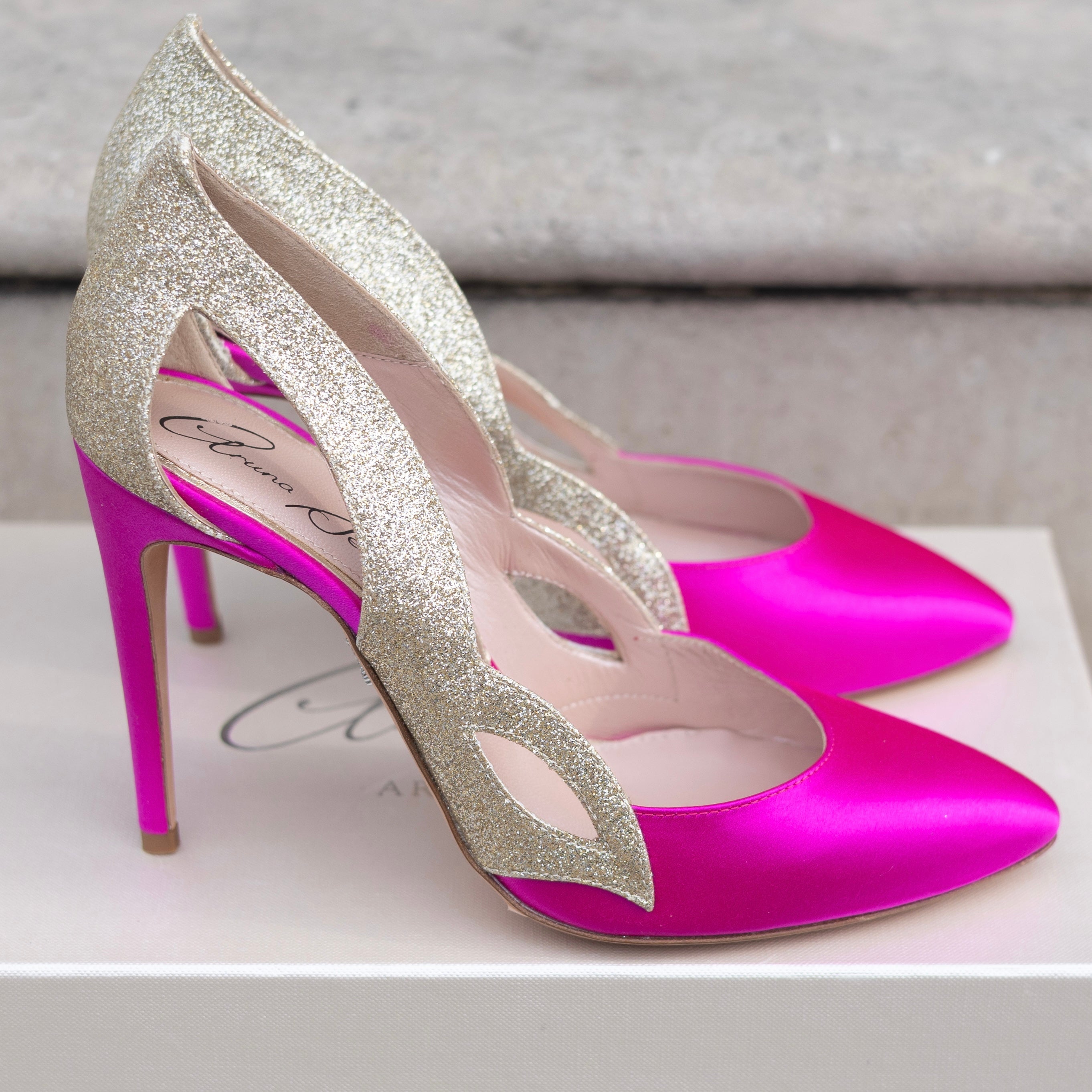 Cosmo Neon Pink Satin Heels