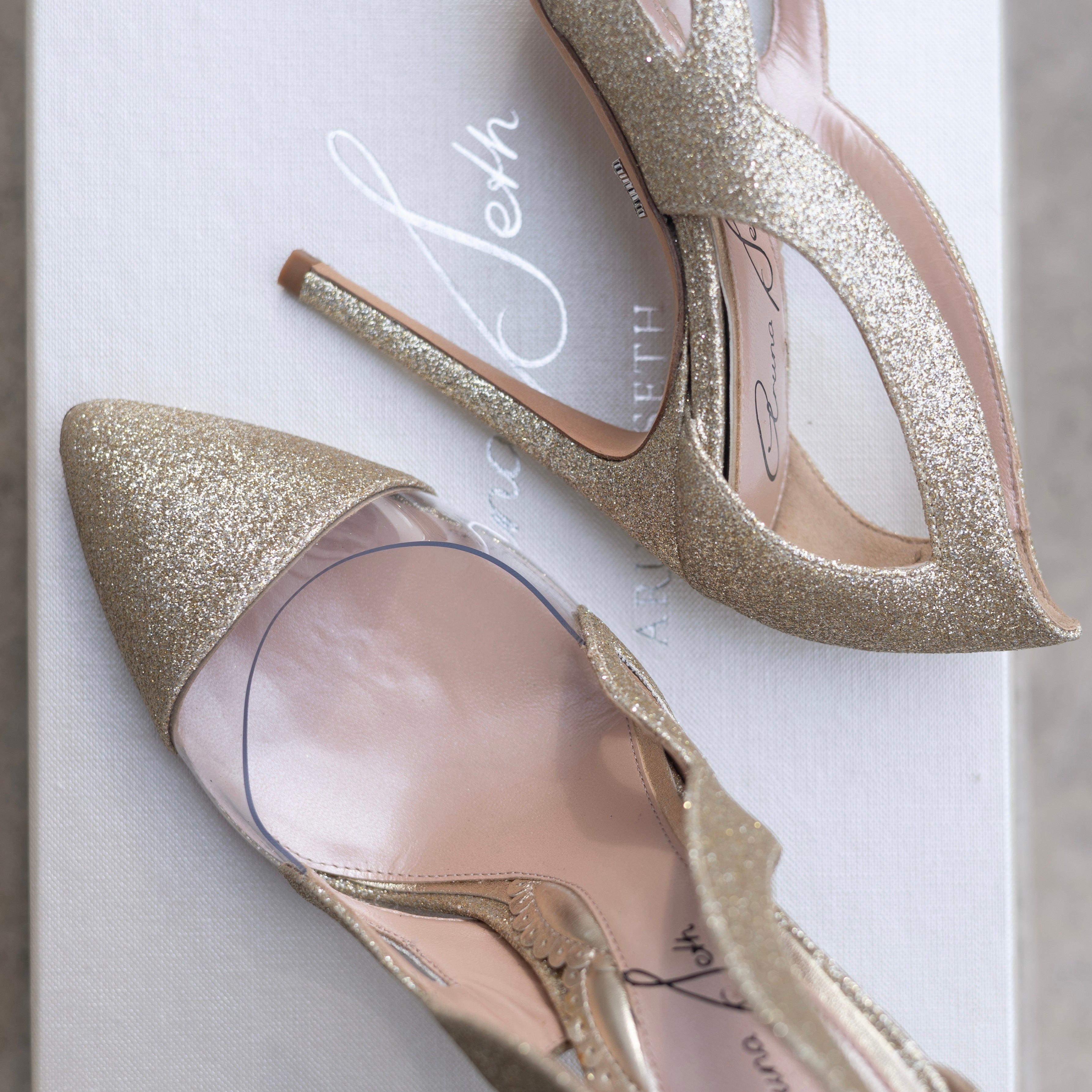 Cosmo Gold Glitter Heels