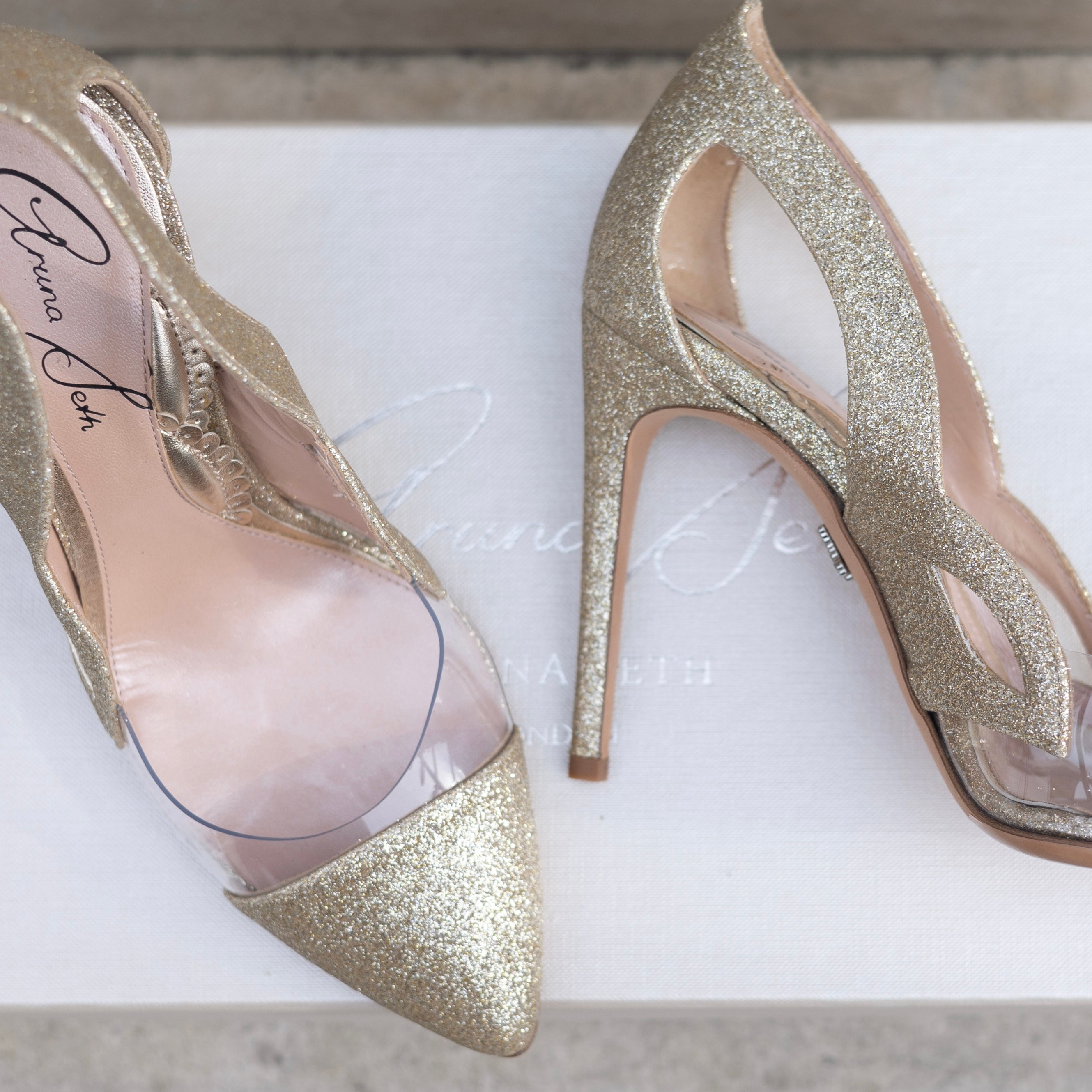 Cosmo Gold Glitter Heels
