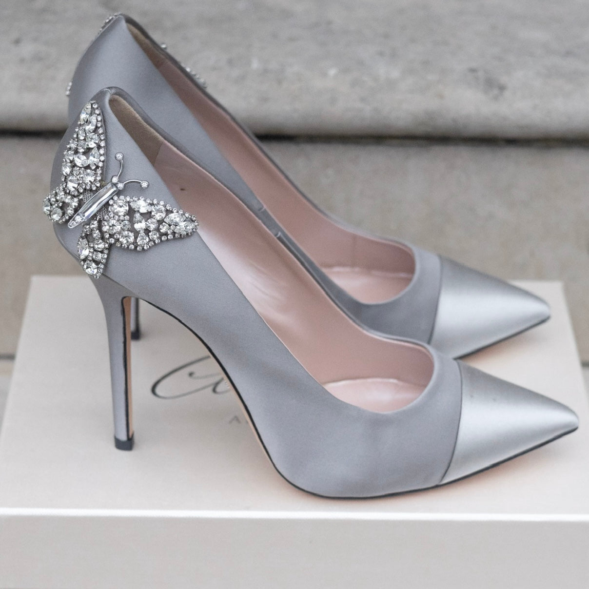 Aria Two Tone Silver Satin 100mm