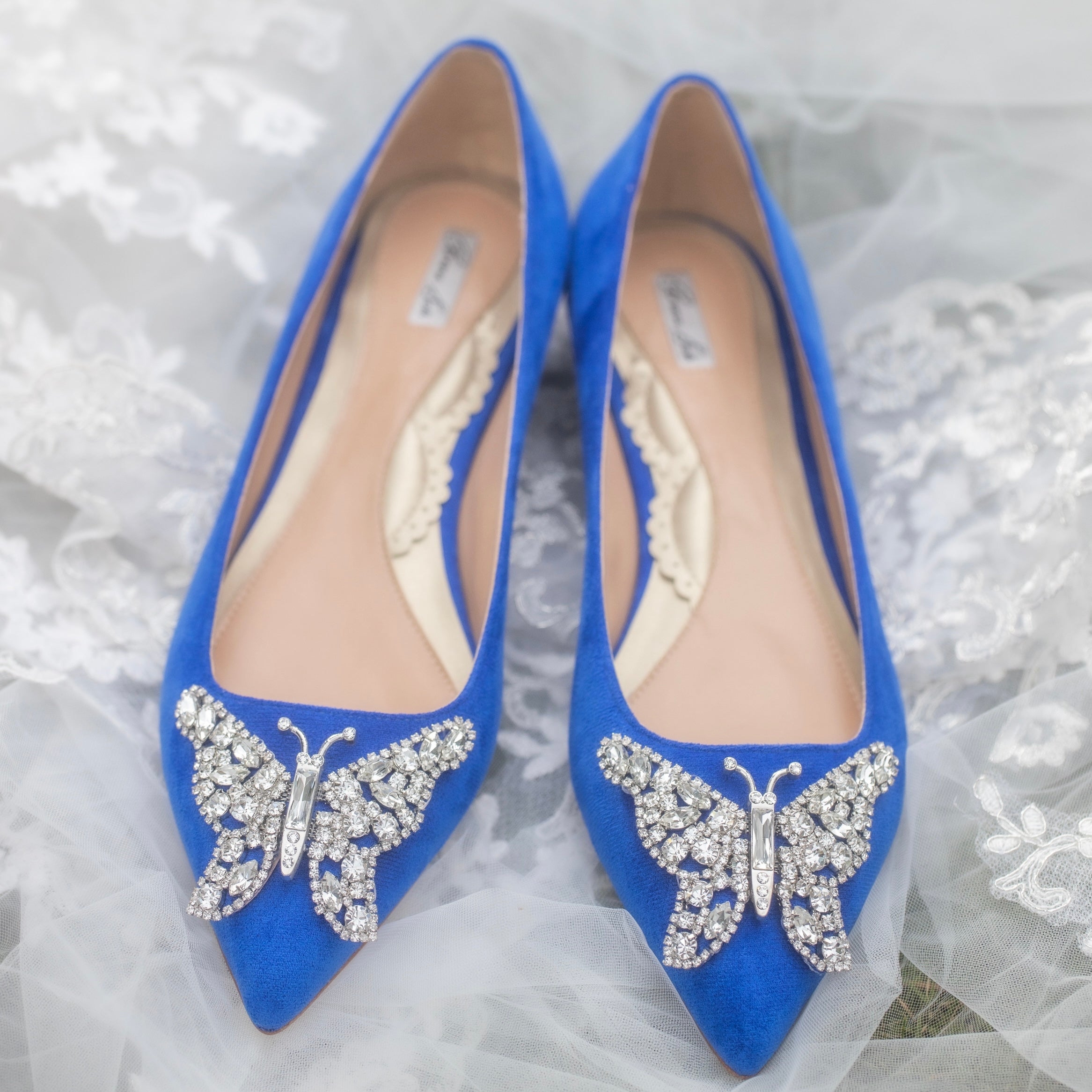 Eliana Ballerina Flat Pointy Cobalt Blue Suede