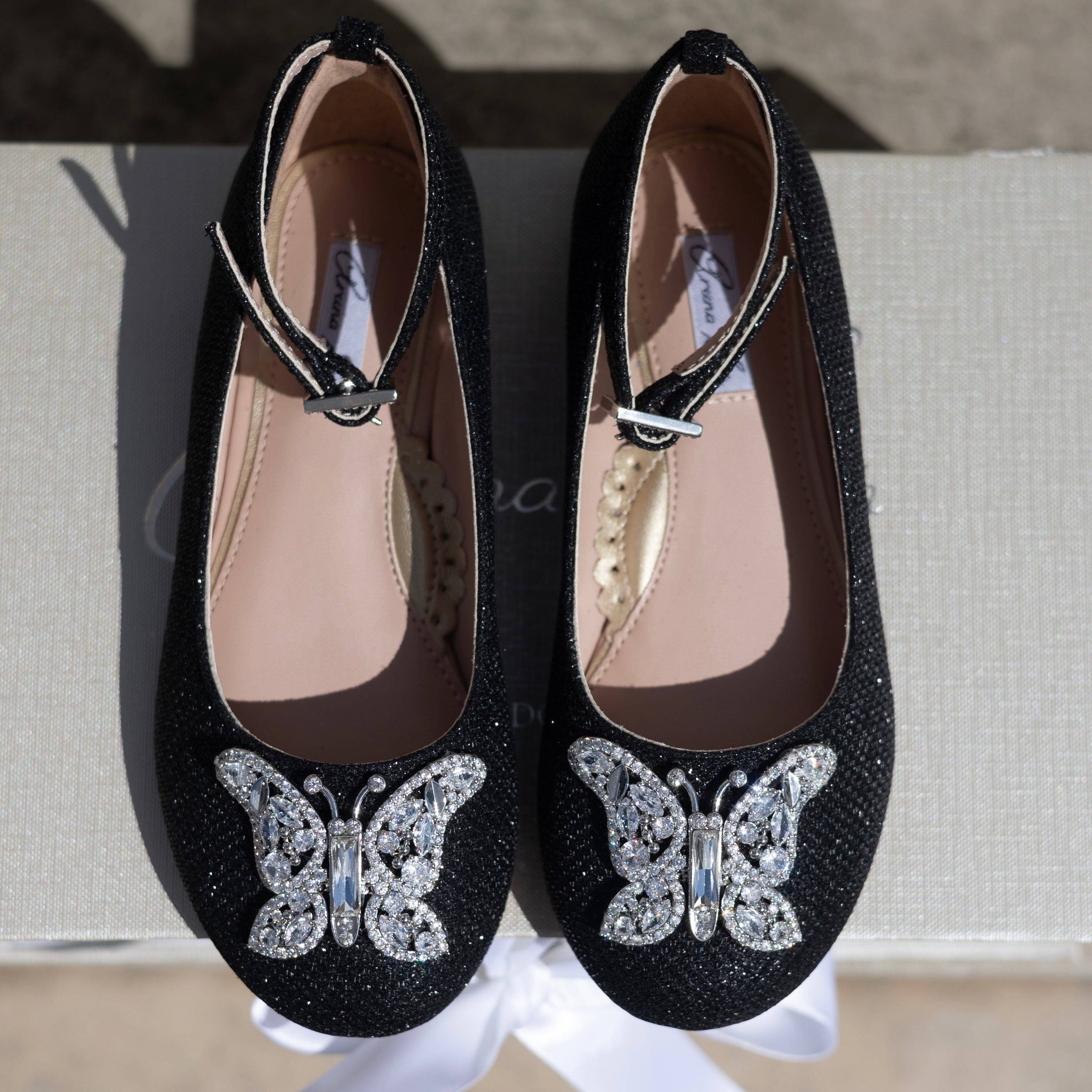 ANGELINA BUTTERFLY GIRLS SHOES BLACK SPARKLE