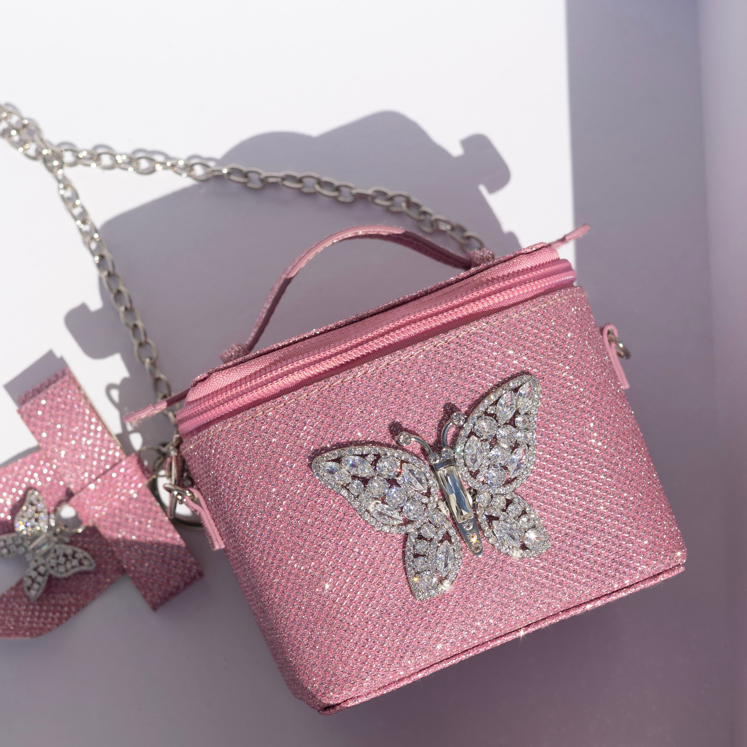 Little Luxe Pink SPARKLY Vanity BAG