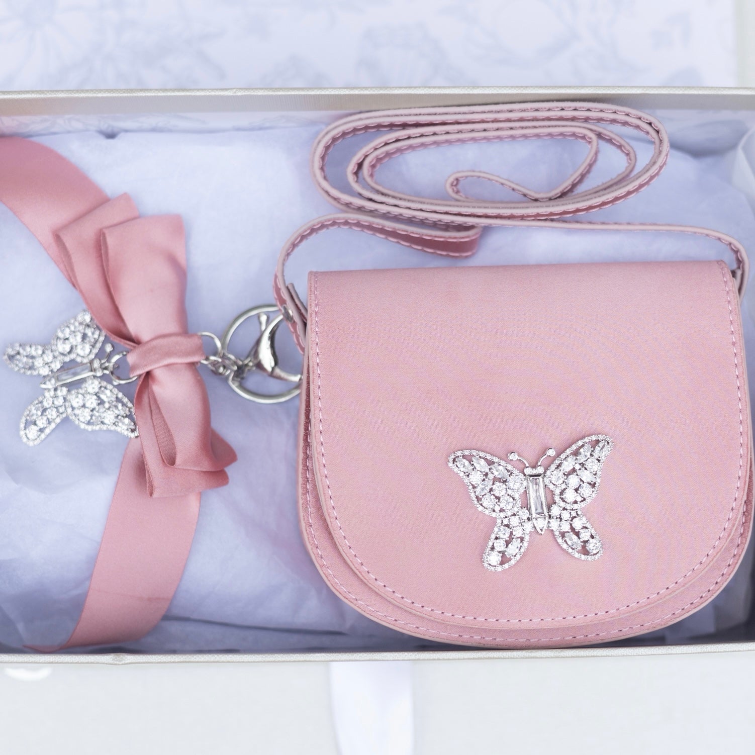Luna Mini Butterfly Blush Satin Bag