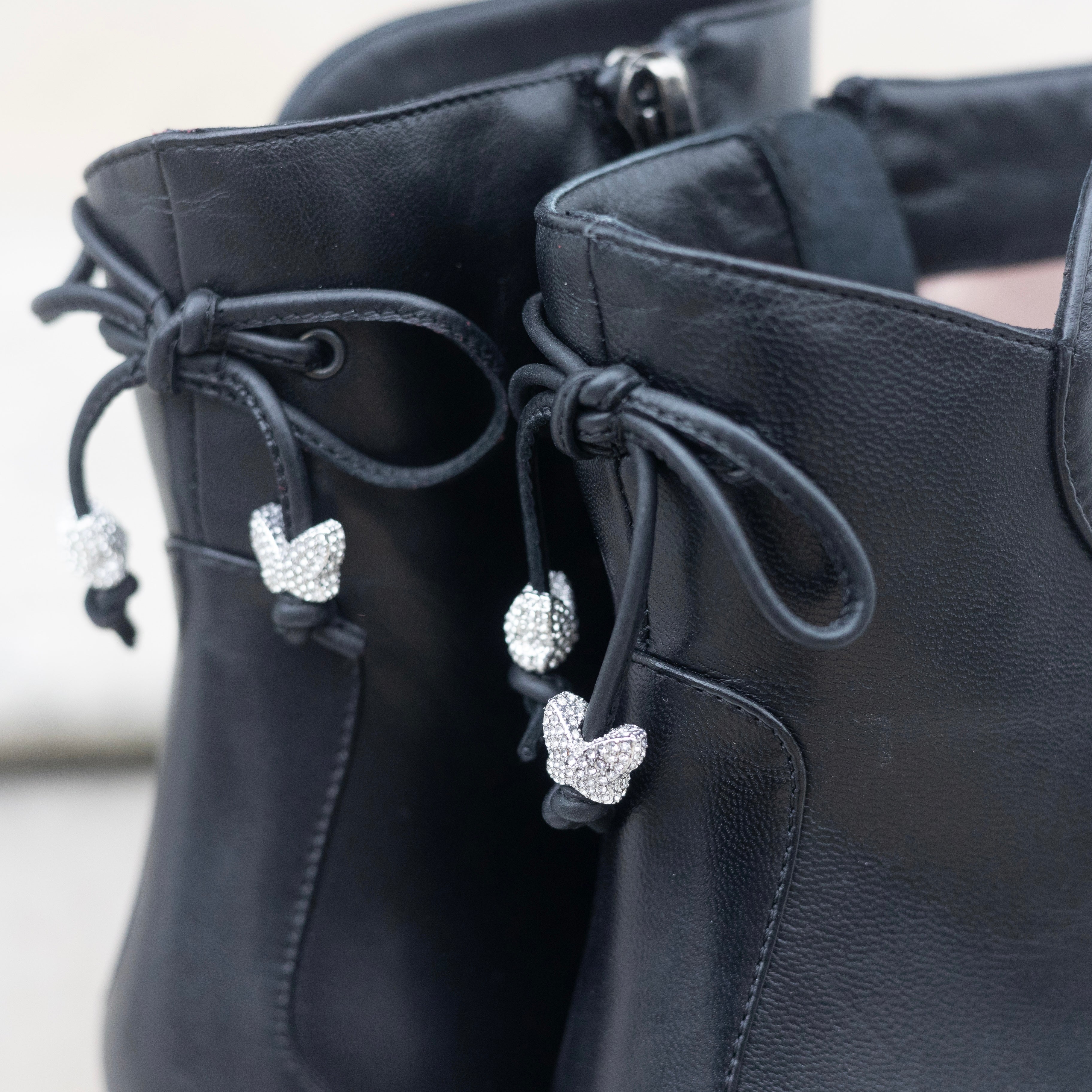 Aida Block Heel Ankle Boot Black Leather