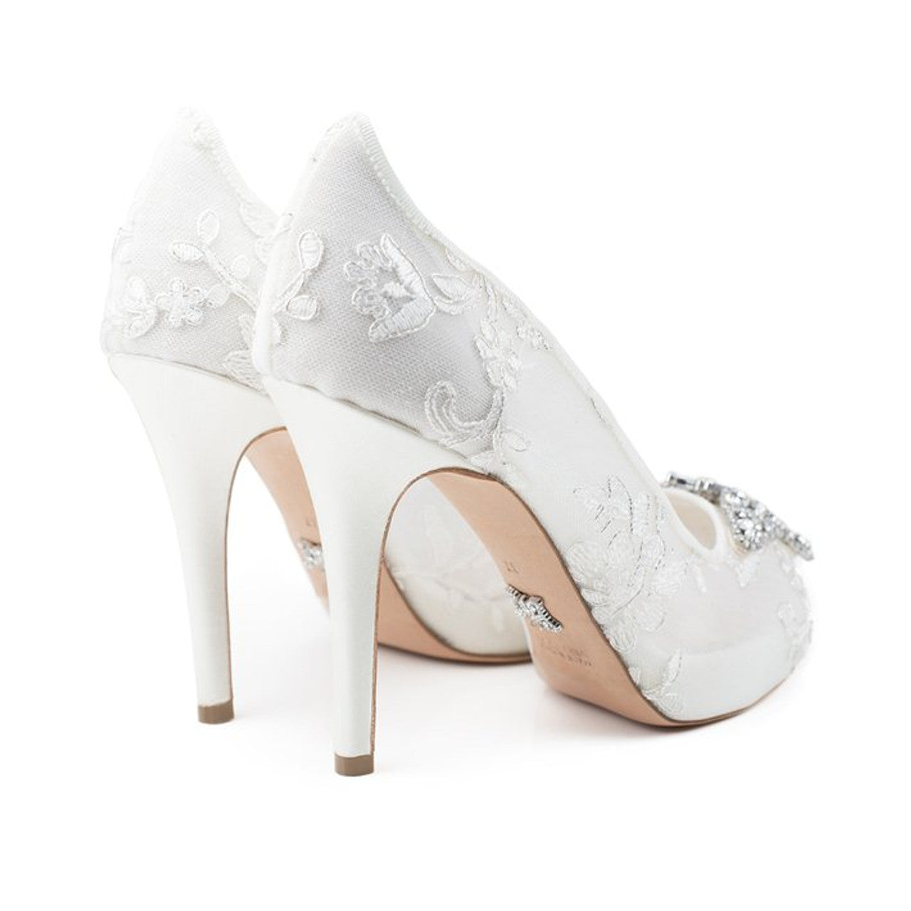 Evi Open Toe Butterfly Heel Ivory Lace