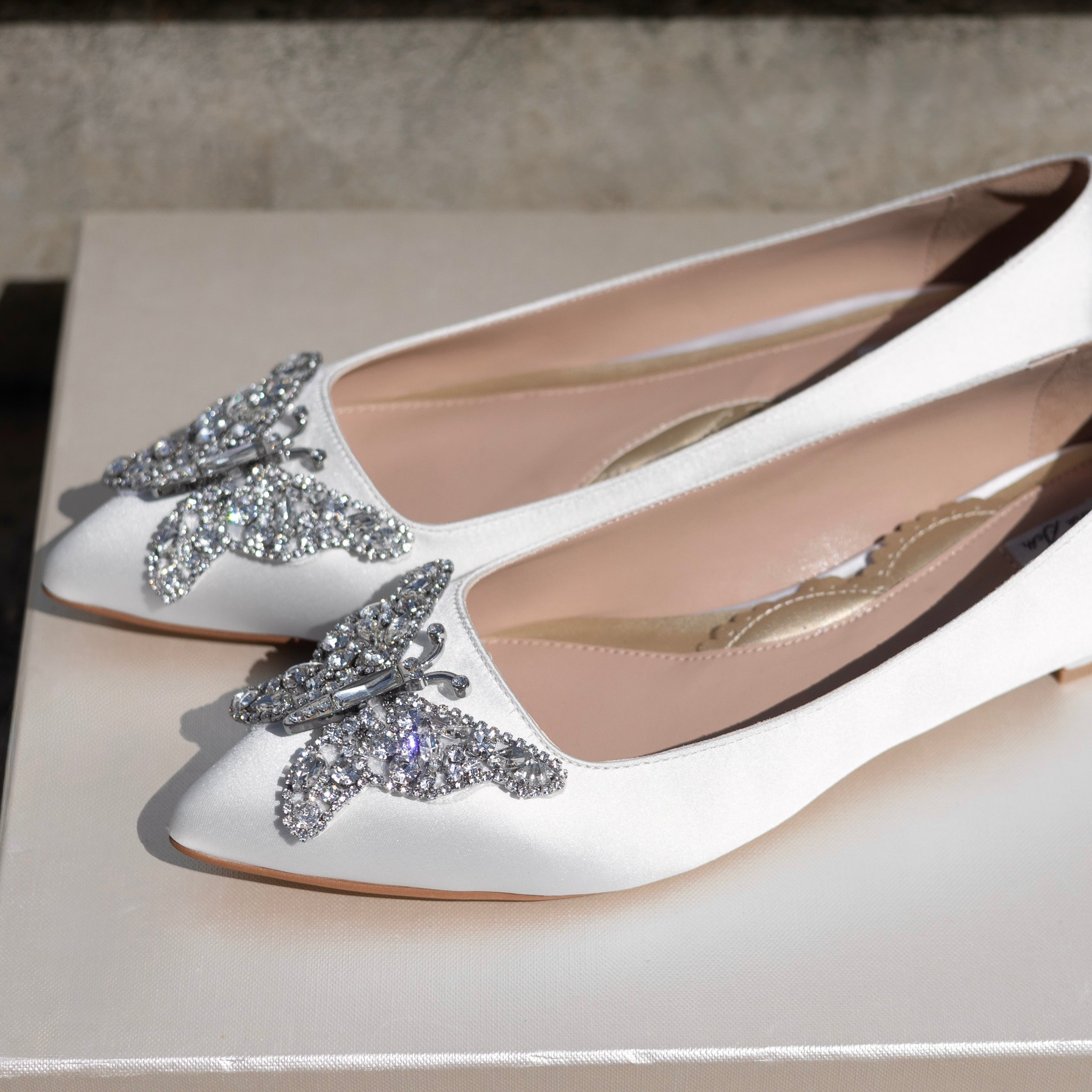 Eliana Ballerina Flat Pointy Ivory Satin