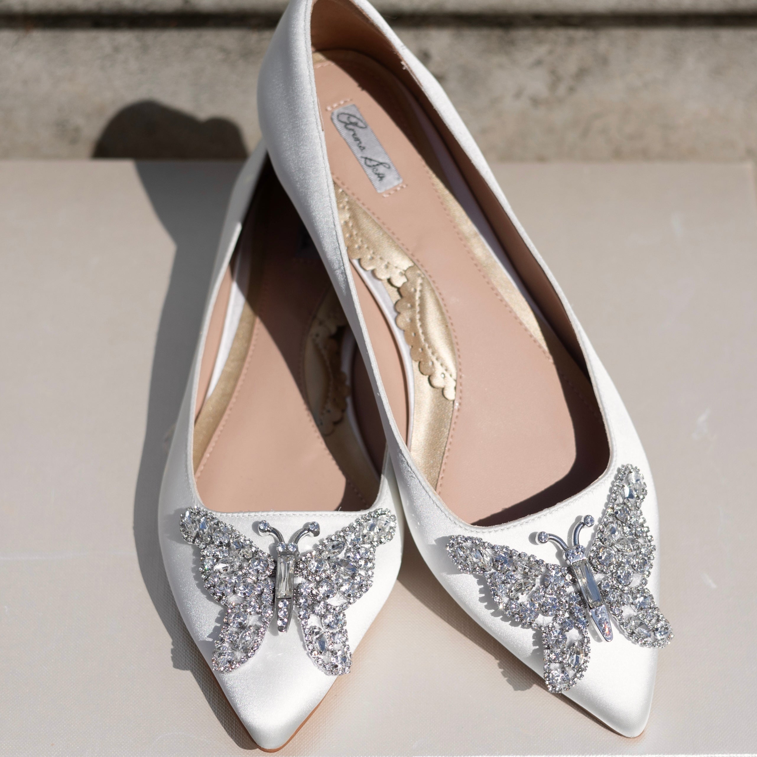 Eliana Ballerina Flat Pointy Ivory Satin