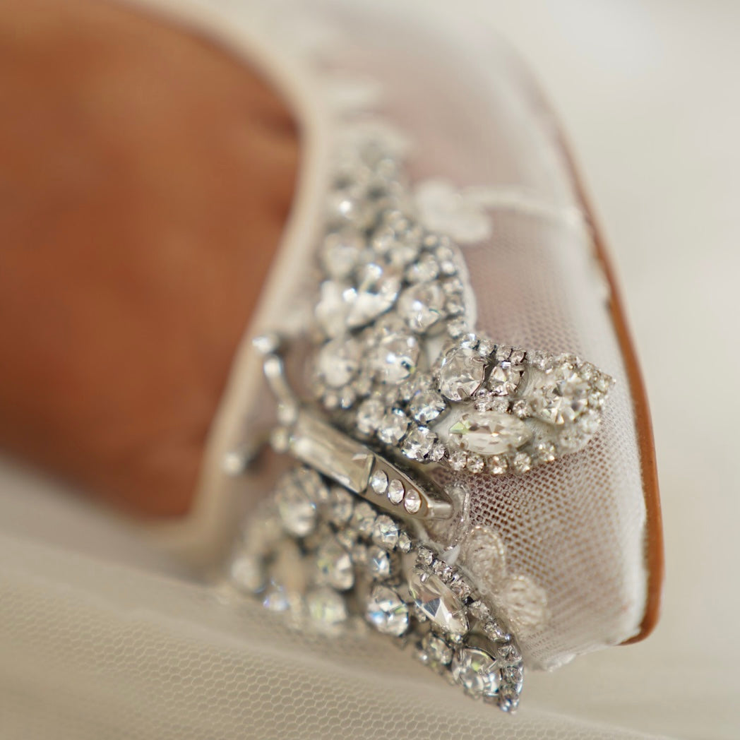 Emilia Butterfly Heels Ivory Lace