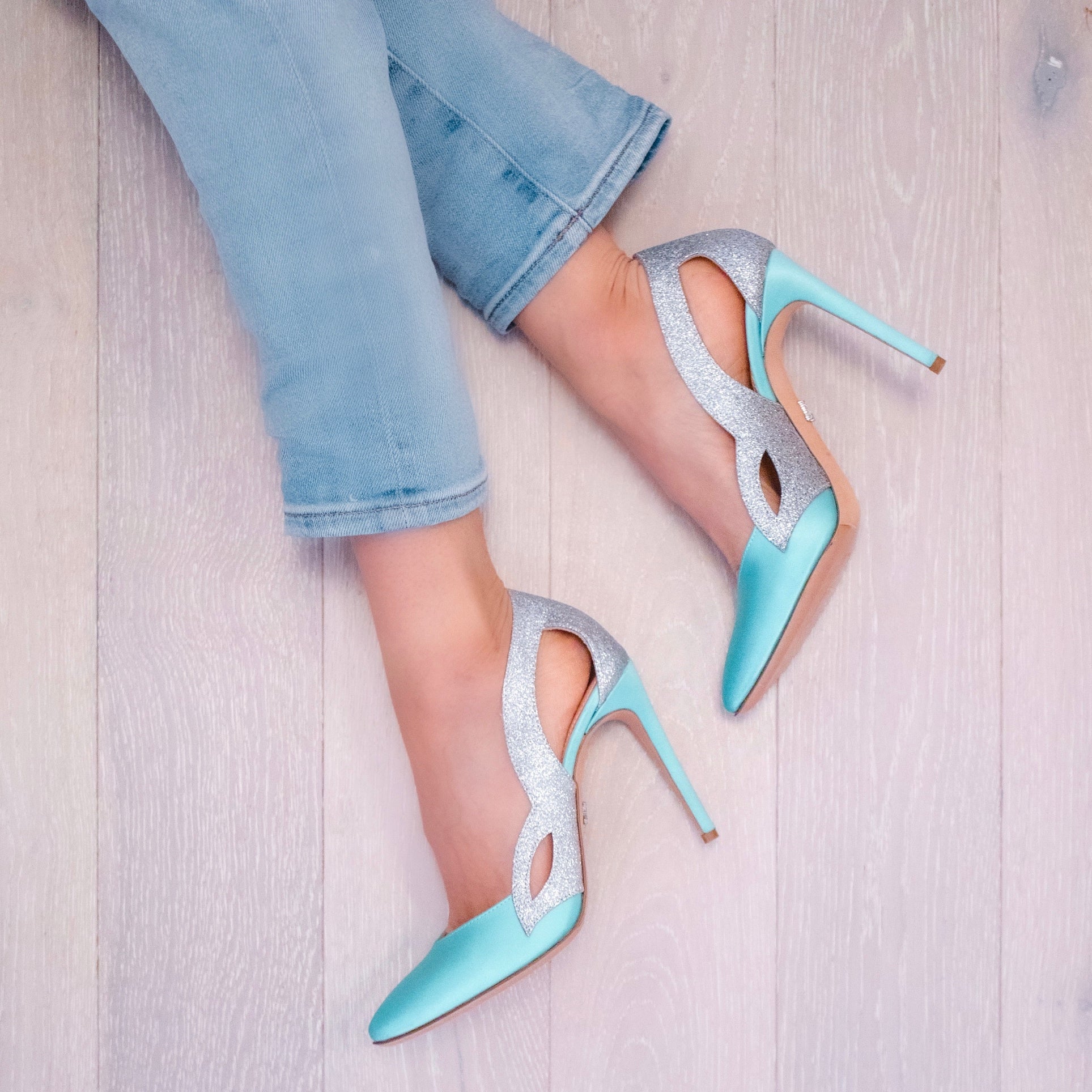 Cosmo Tiffany Blue Satin Heels