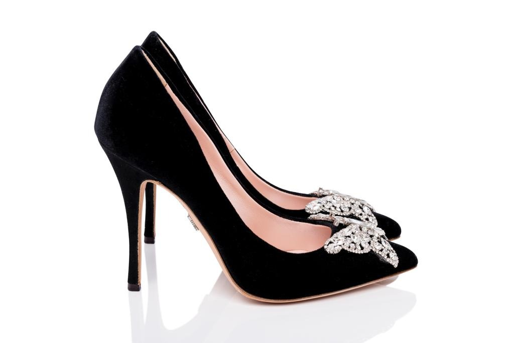 April Butterfly Heels Black Velvet