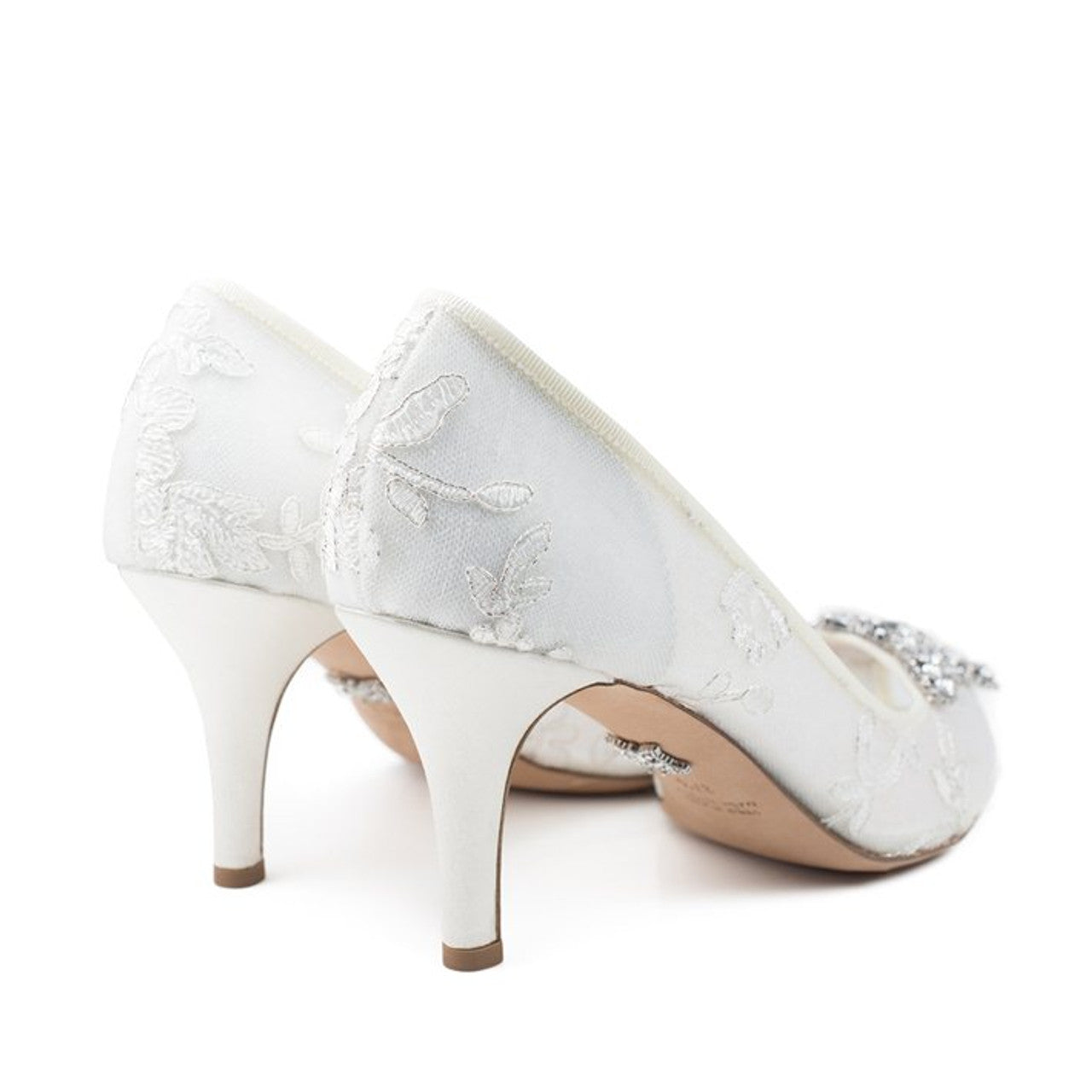 Ava Open Toe Butterfly Heels Ivory Lace