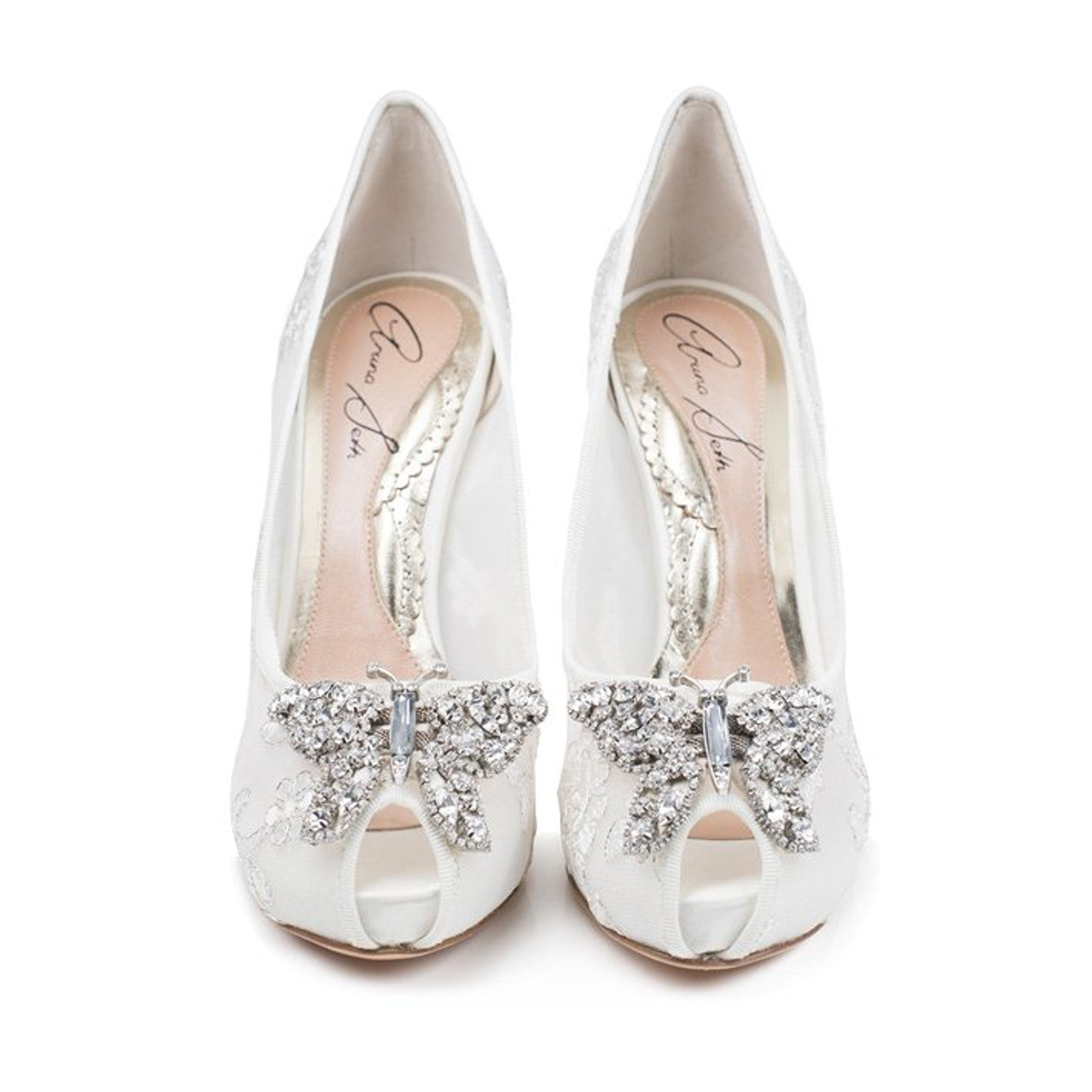 Evi Open Toe Butterfly Heel Ivory Lace