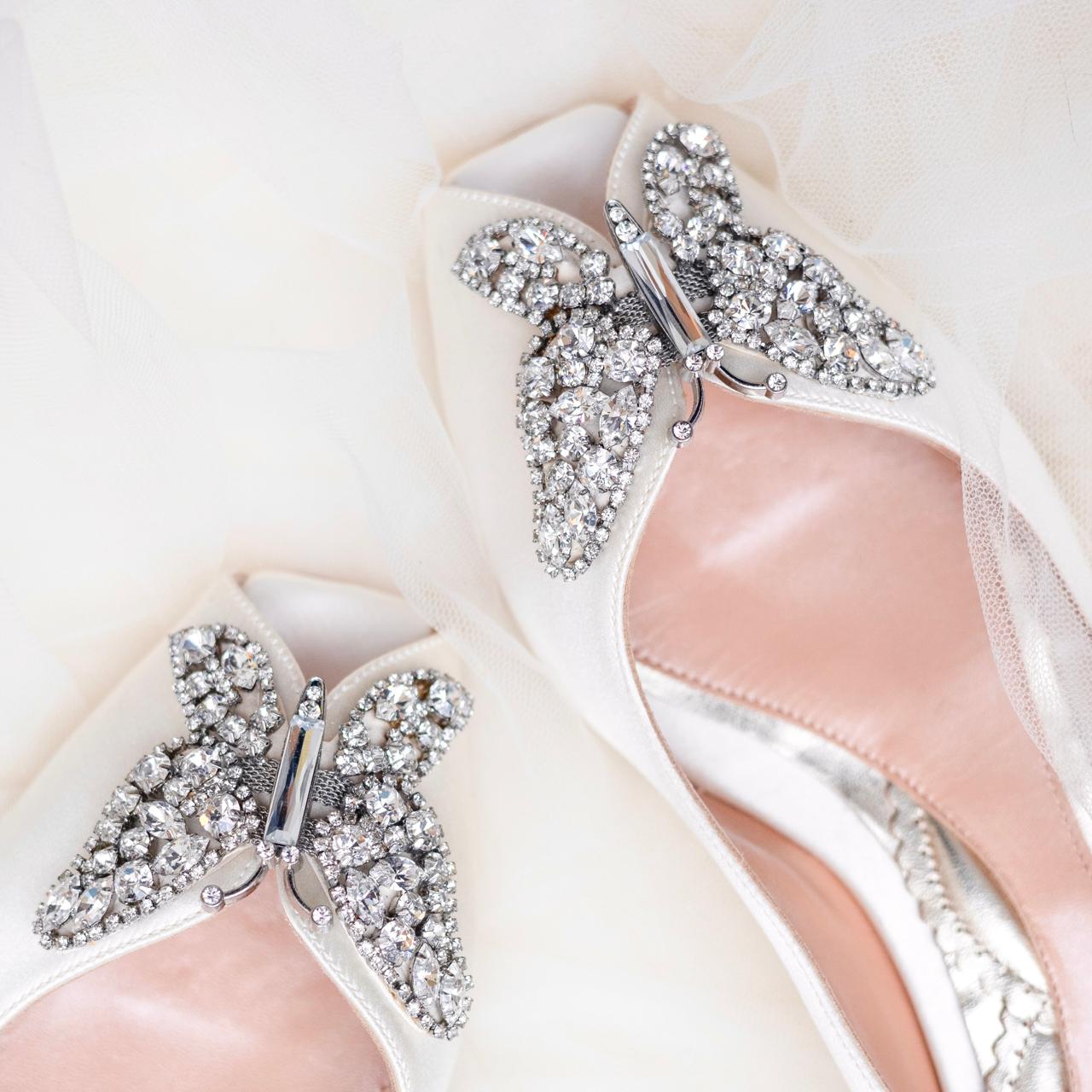 Liana Butterfly Open Toe Flats Ivory Satin