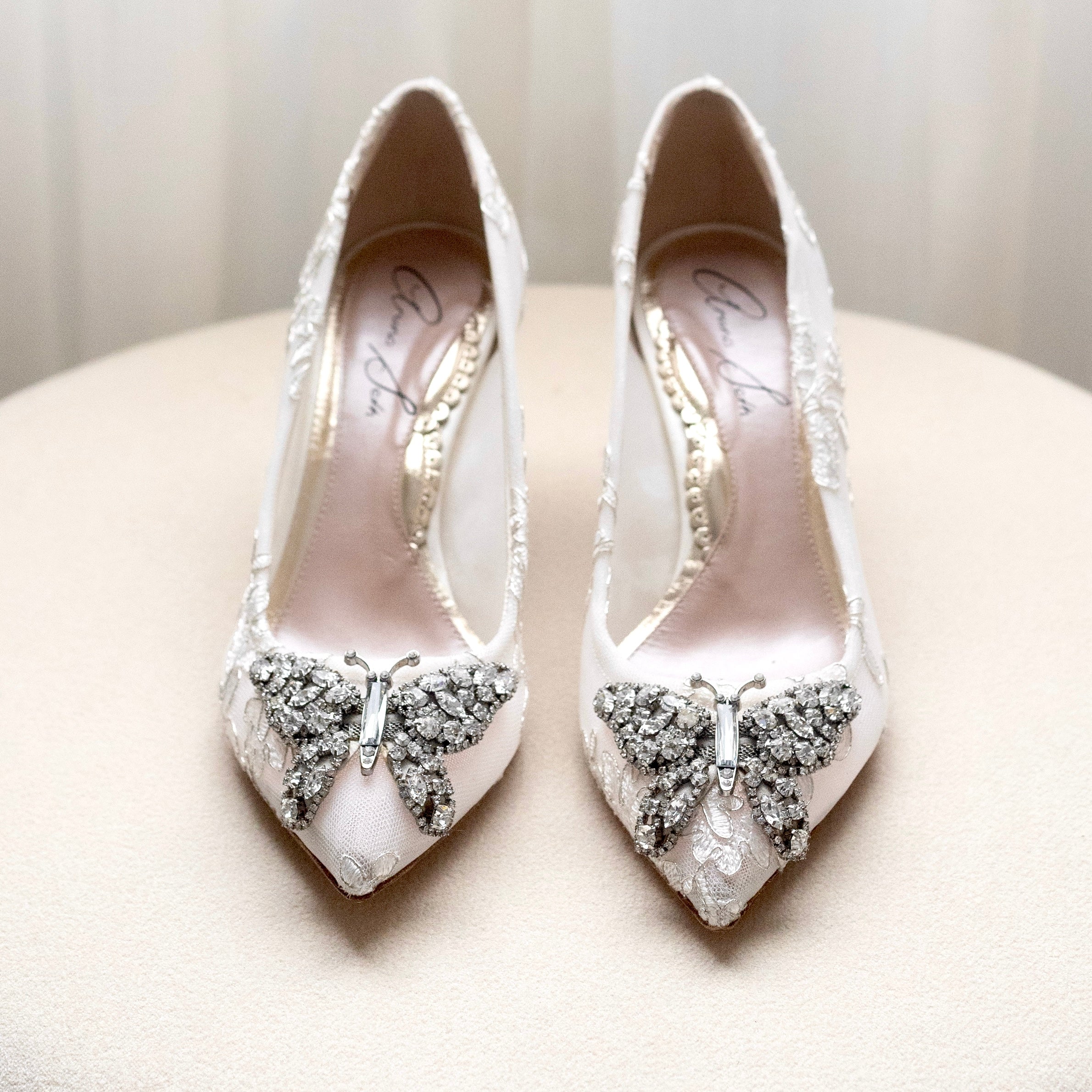 Grace Butterfly Heels Ivory Lace