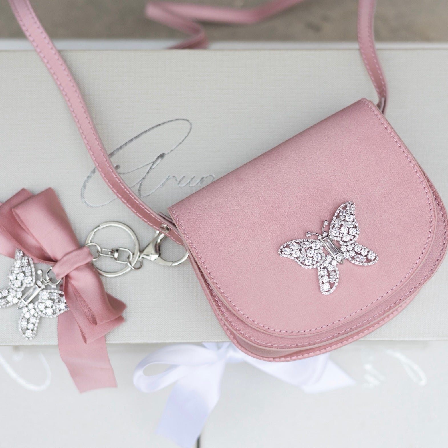 Luna Mini Butterfly Blush Satin Bag